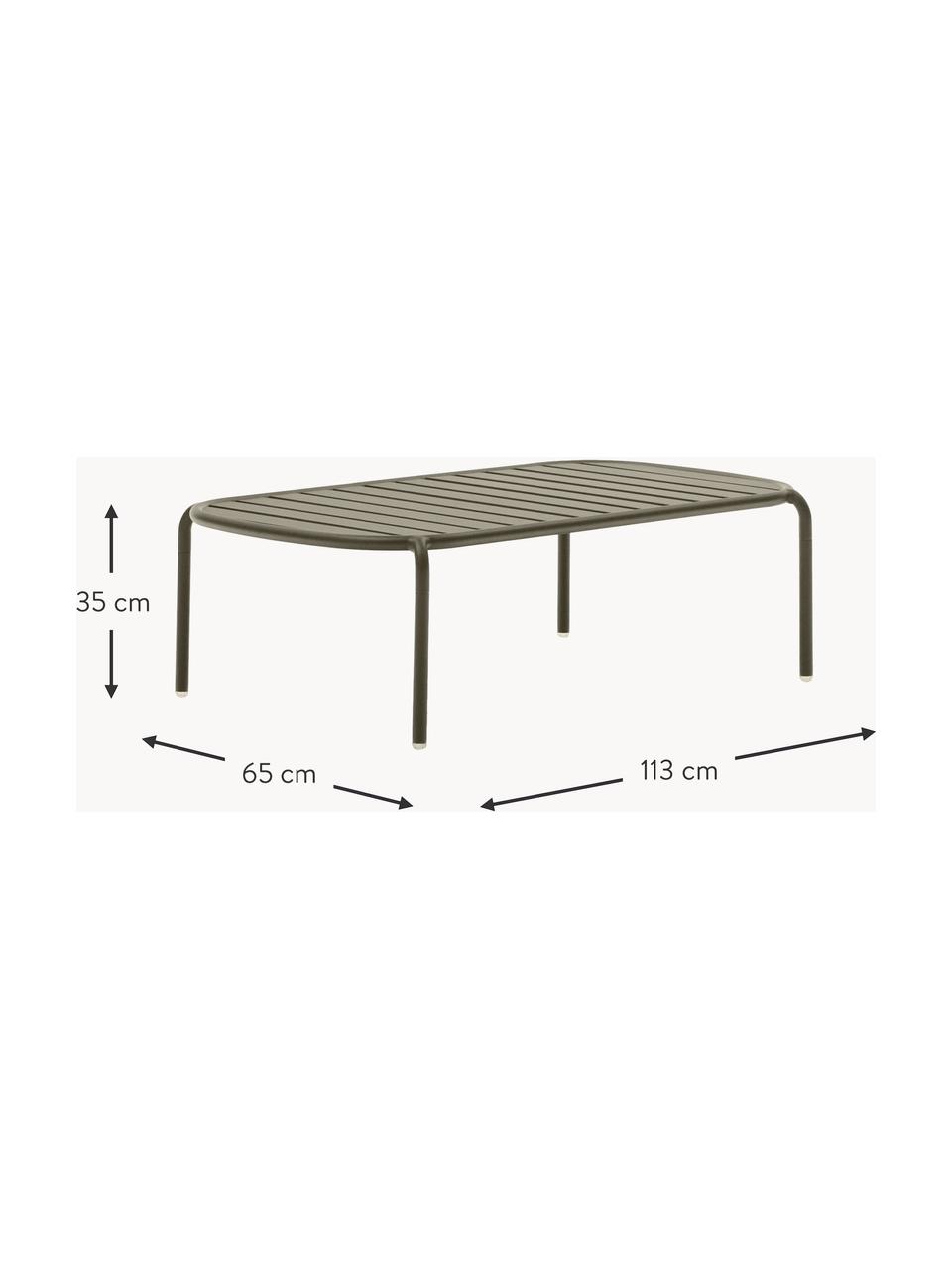 Záhradný stôl Joncols, Hliník ošetrený práškovým náterom, Olivovozelená, Š 113 x H 65 cm
