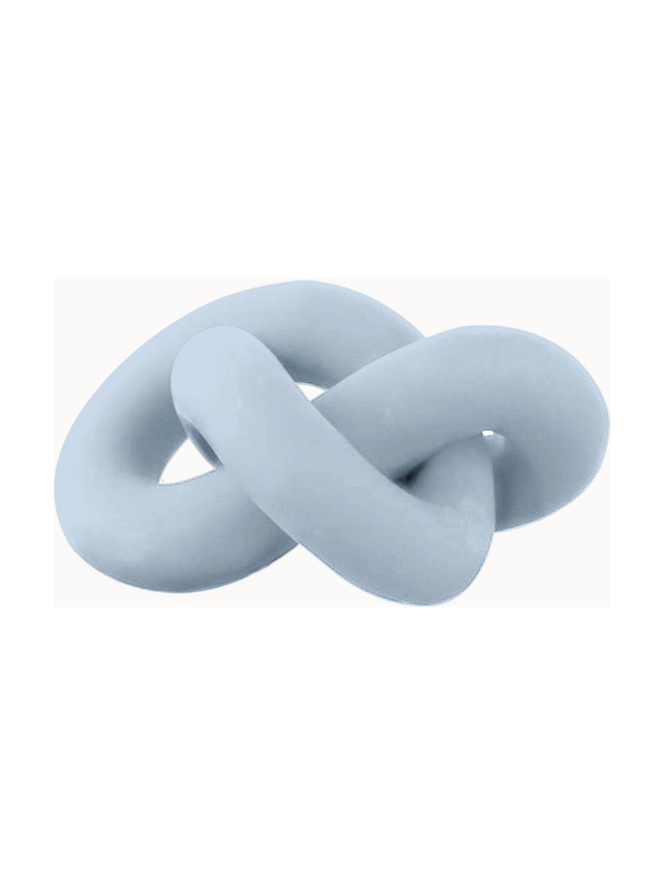 Handbemaltes Deko-Objekt Knot, H 6 cm, Keramik, Hellblau, matt, B 12 x H 6 cm