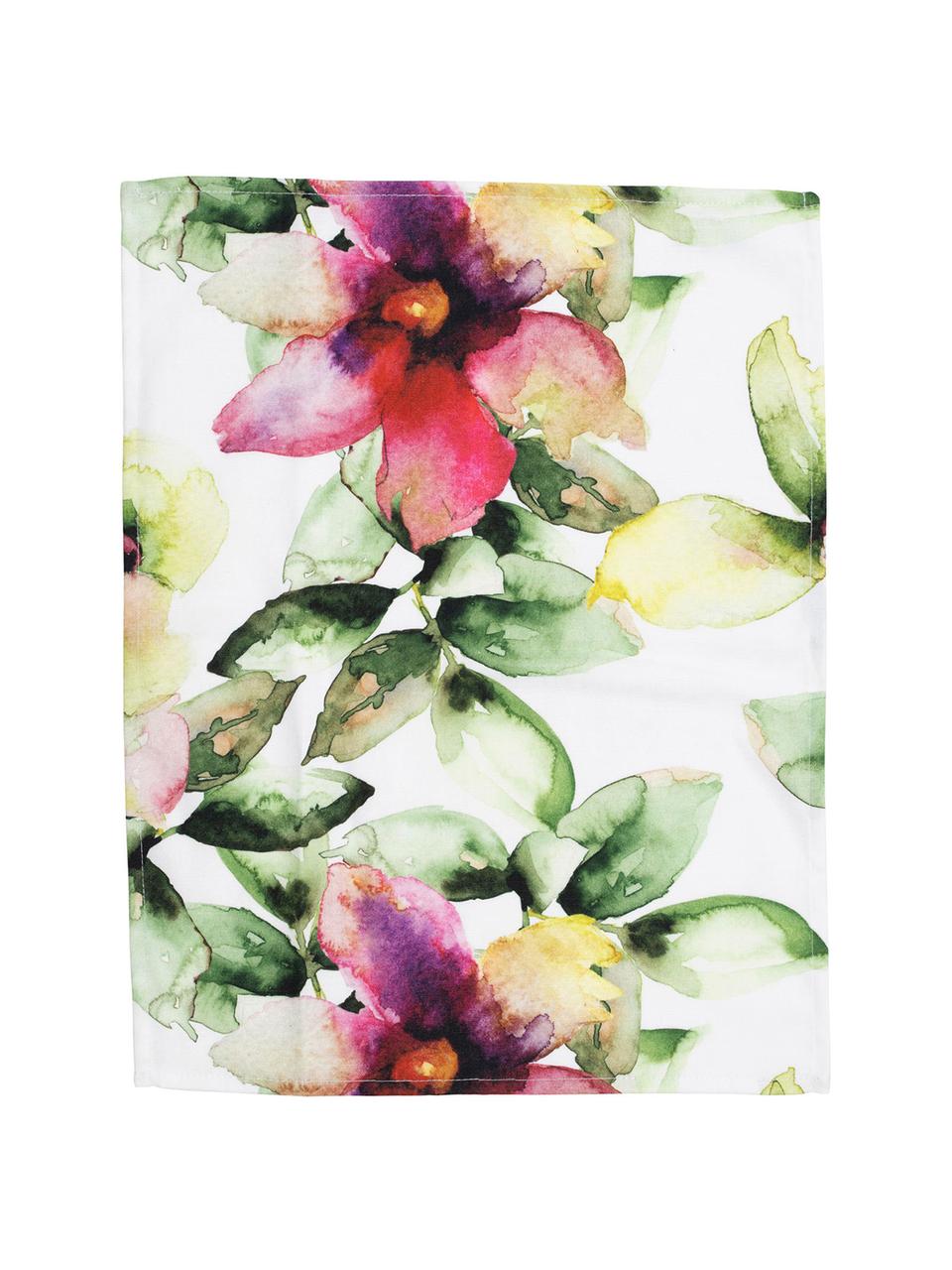Ręcznik kuchenny Floreale, 2 szt., Bawełna, Blady różowy, zielony, S 50 x D 70 cm