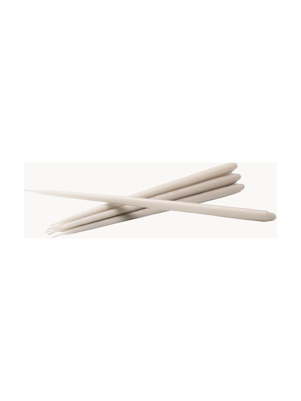 Dunne dinerkaarsen Stoff Nagel, 6 stuks, Paraffinewas, Beige, Ø 1 x H 29 cm
