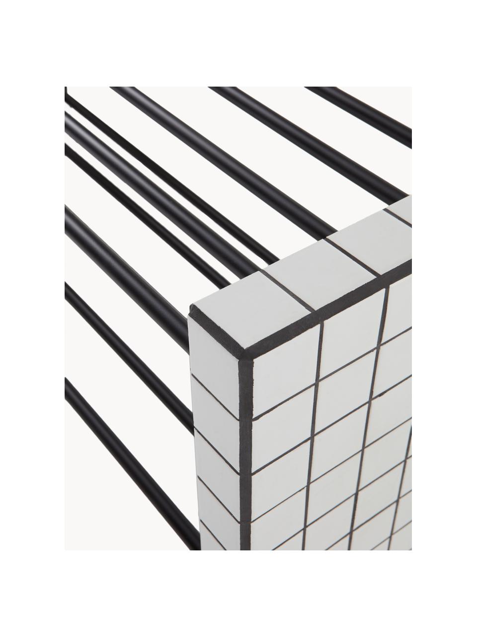 Zapatero con azulejos Kerreville, Estructura: metal, con pintura en pol, Blanco, negro, An 100 x Al 36 cm