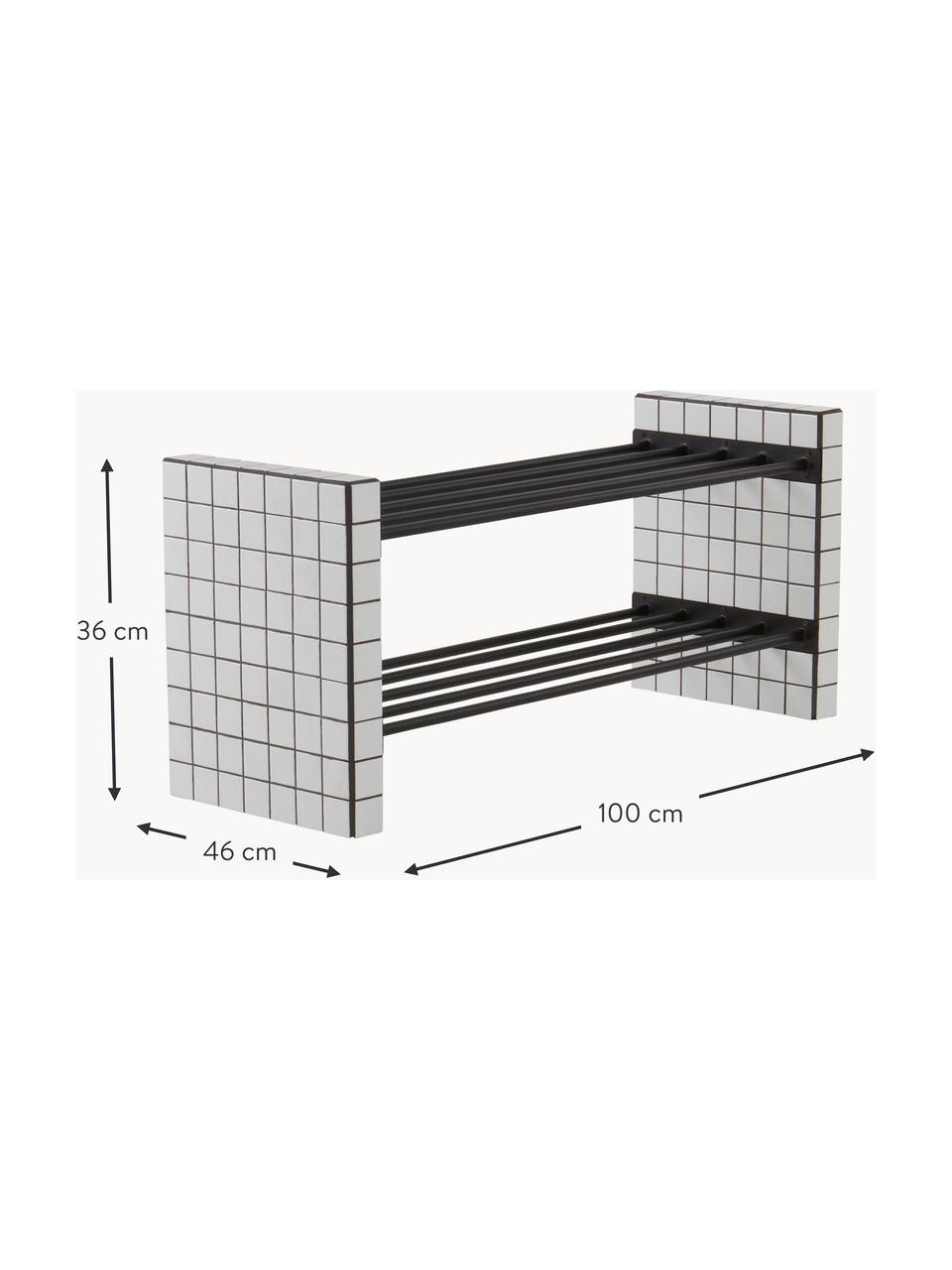 Botník s keramickým obkladem Kerreville, Bílá, černá, Š 100 cm, V 36 cm