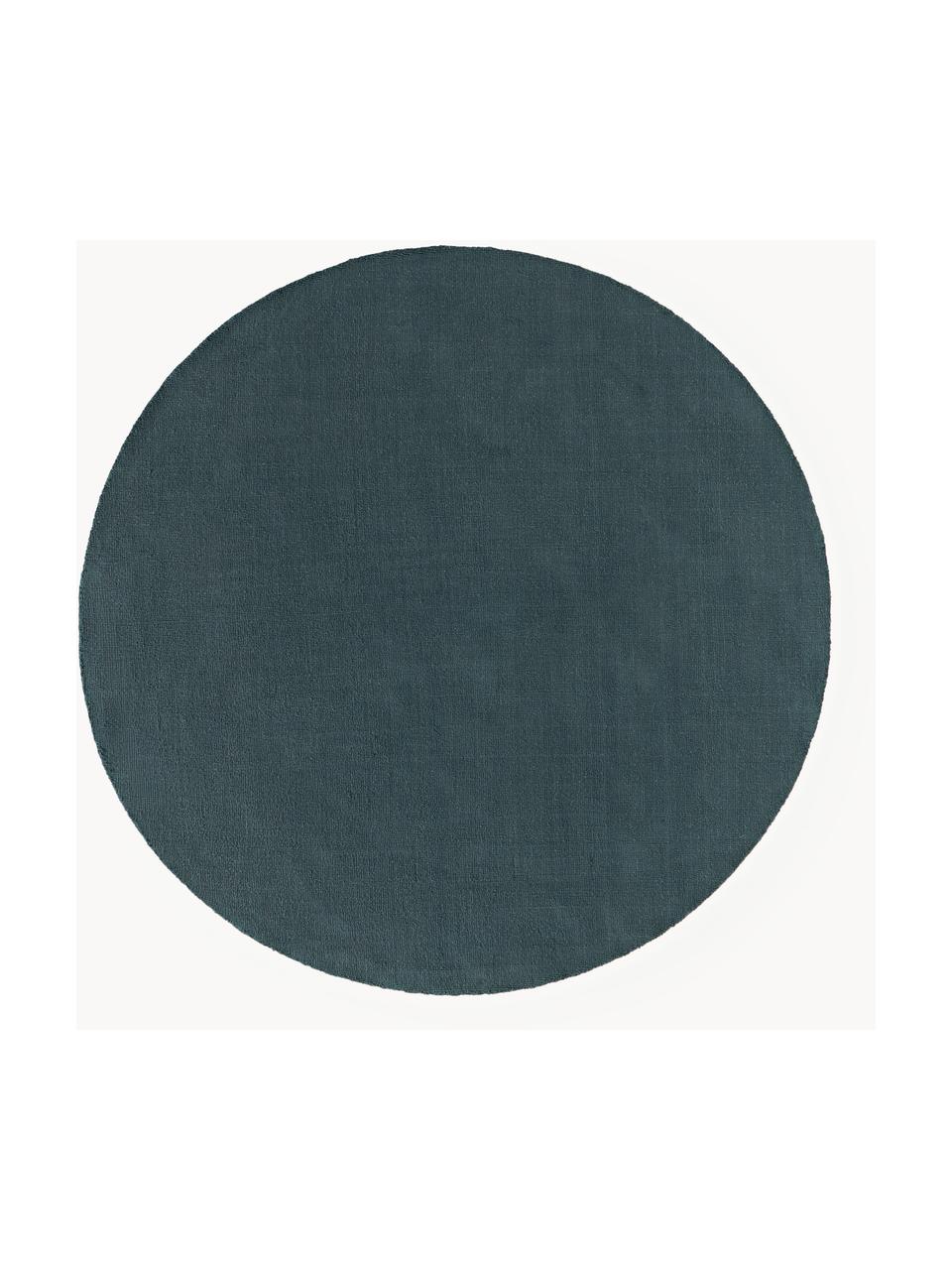 Tapis rond en coton tissé main Lora, Gris-bleu, Ø 120 cm (taille S)