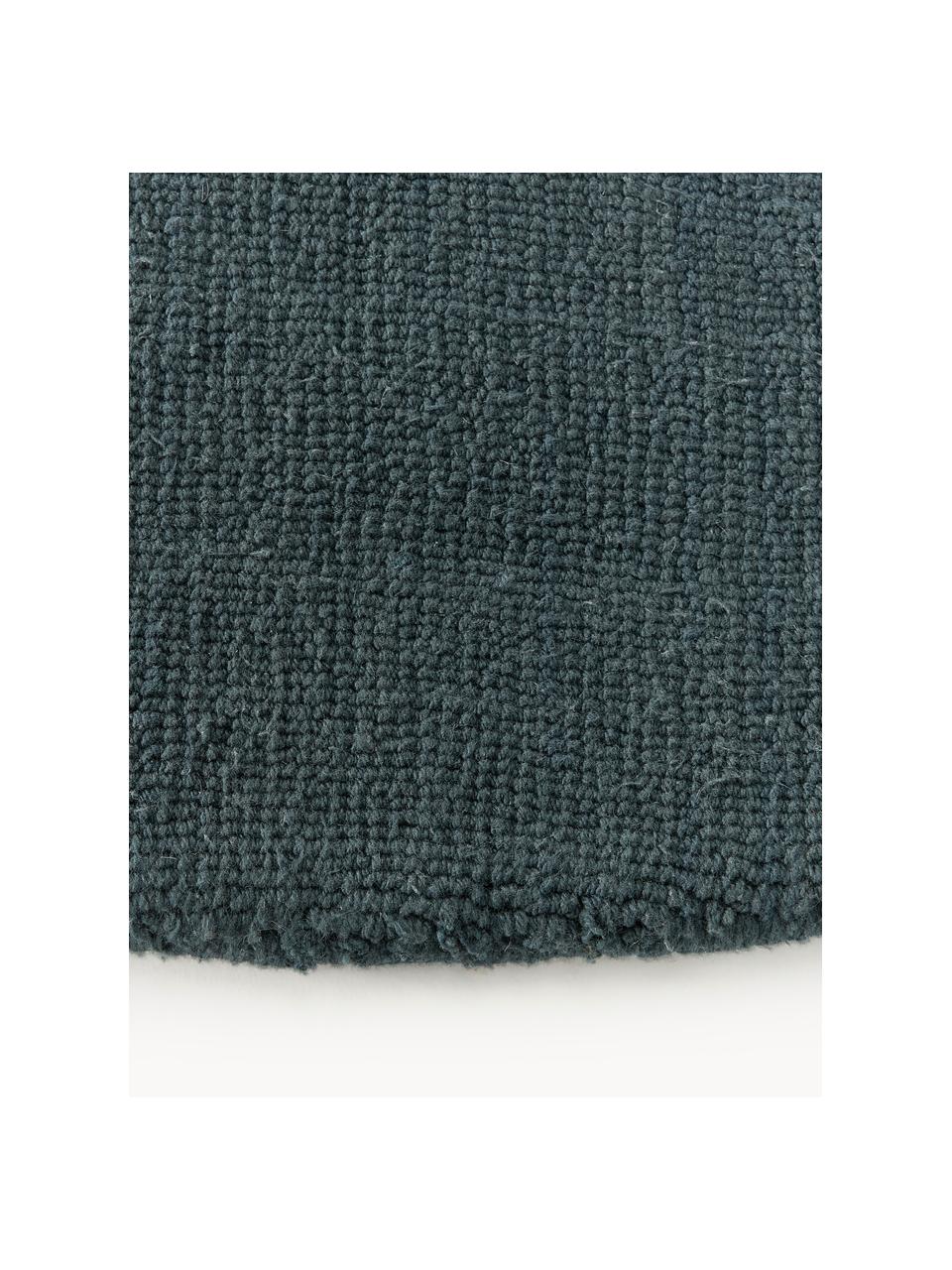 Tapis rond en coton tissé main Lora, Gris-bleu, Ø 120 cm (taille S)