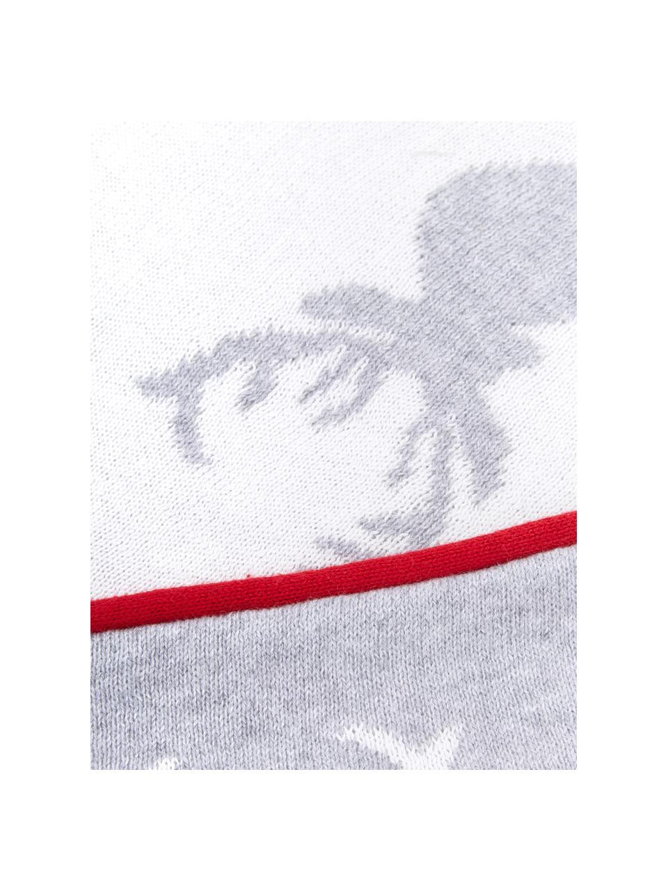 Funda de cojín de punto Forest, caras distintas, 100% algodón, Blanco crema, gris claro, rojo, An 30 x L 50 cm