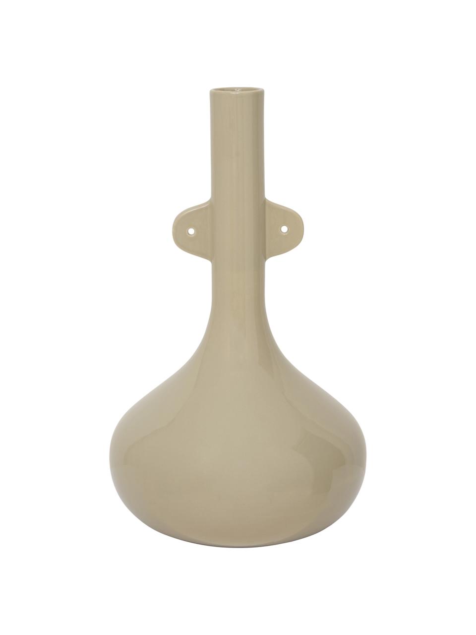 Handgefertigte Vase Figure aus Steingut, Steingut, Beige, glänzend, Ø 24 x H 41 cm