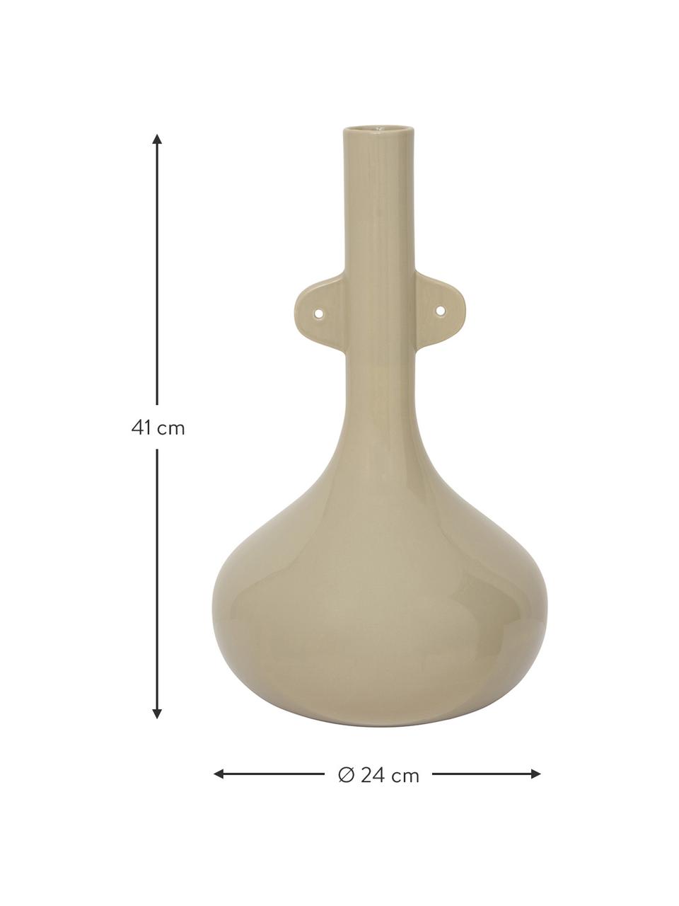 Handgefertigte Vase Figure aus Steingut, Steingut, Beige, glänzend, Ø 24 x H 41 cm