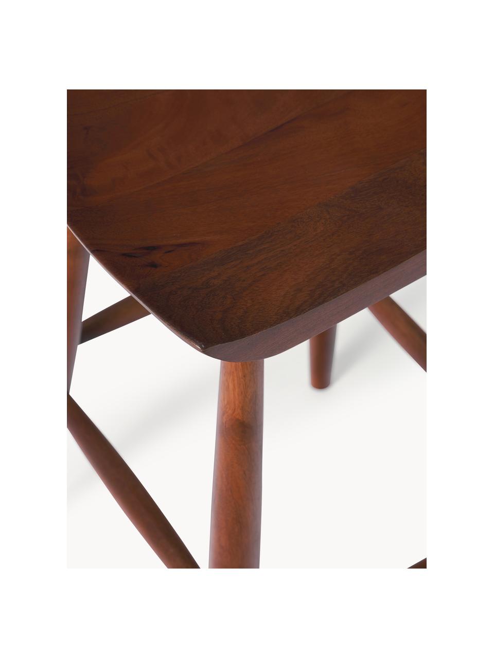 Barová stolička z mangového dreva Nino, Masívne mangové drevo, lakované, Mangové drevo, hnedé lakované, Š 40 x V 66 cm