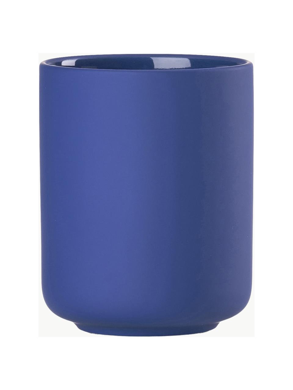 Kubek na szczoteczki Ume, Kamionka z powłoką Soft-Touch (tworzywo sztuczne), Niebieski, Ø 8 x W 10 cm