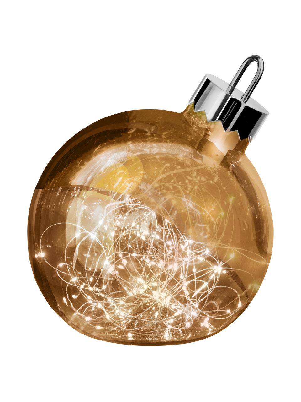Bola de Navidad luminosa LED Aggia, funciona a pilas, Latón, Ø 20 x Al 22 cm