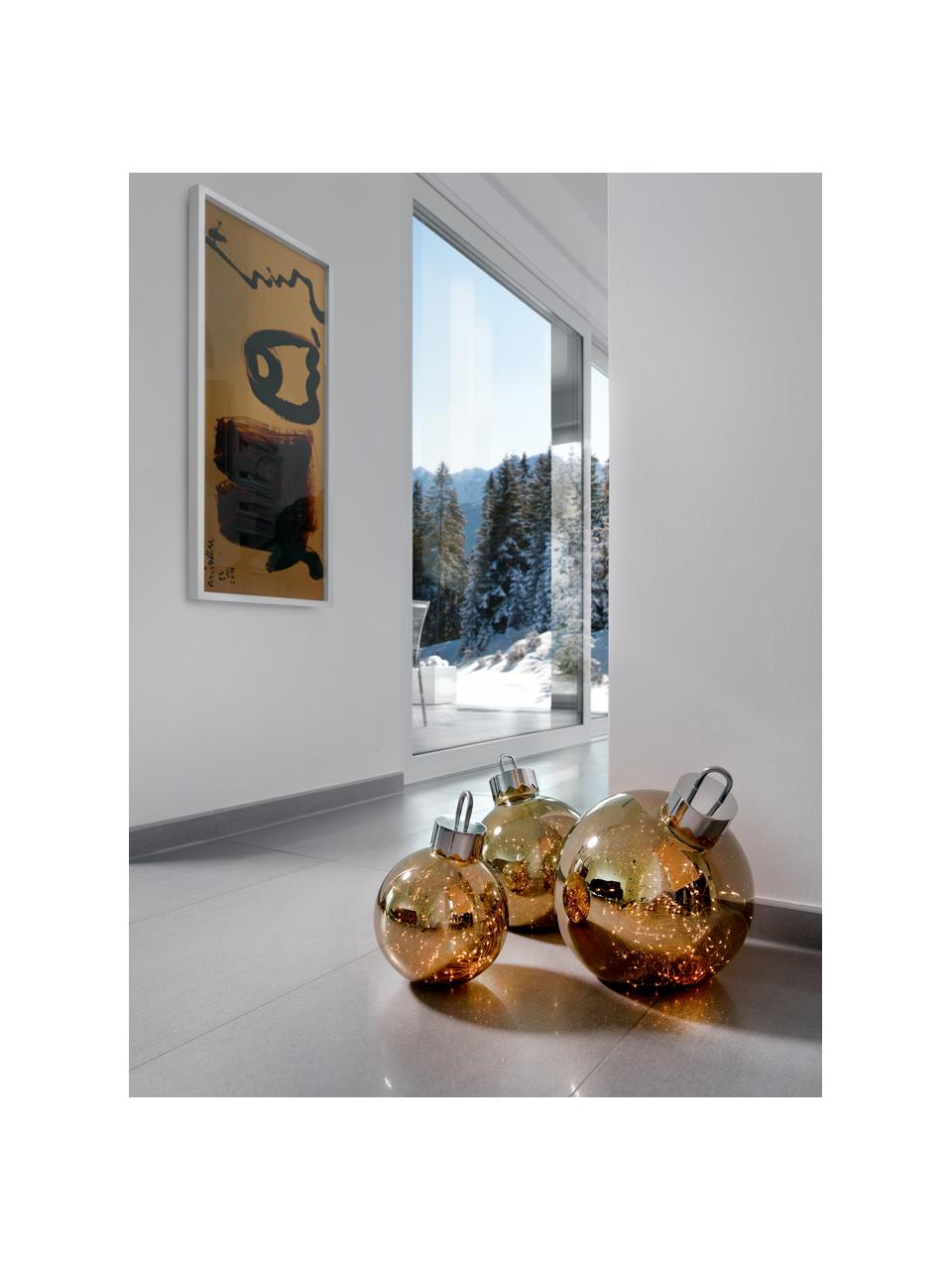 Pallina di Natale in vetro con LED a batteria Aggia, Ottonato, Ø 20 x Alt. 22 cm