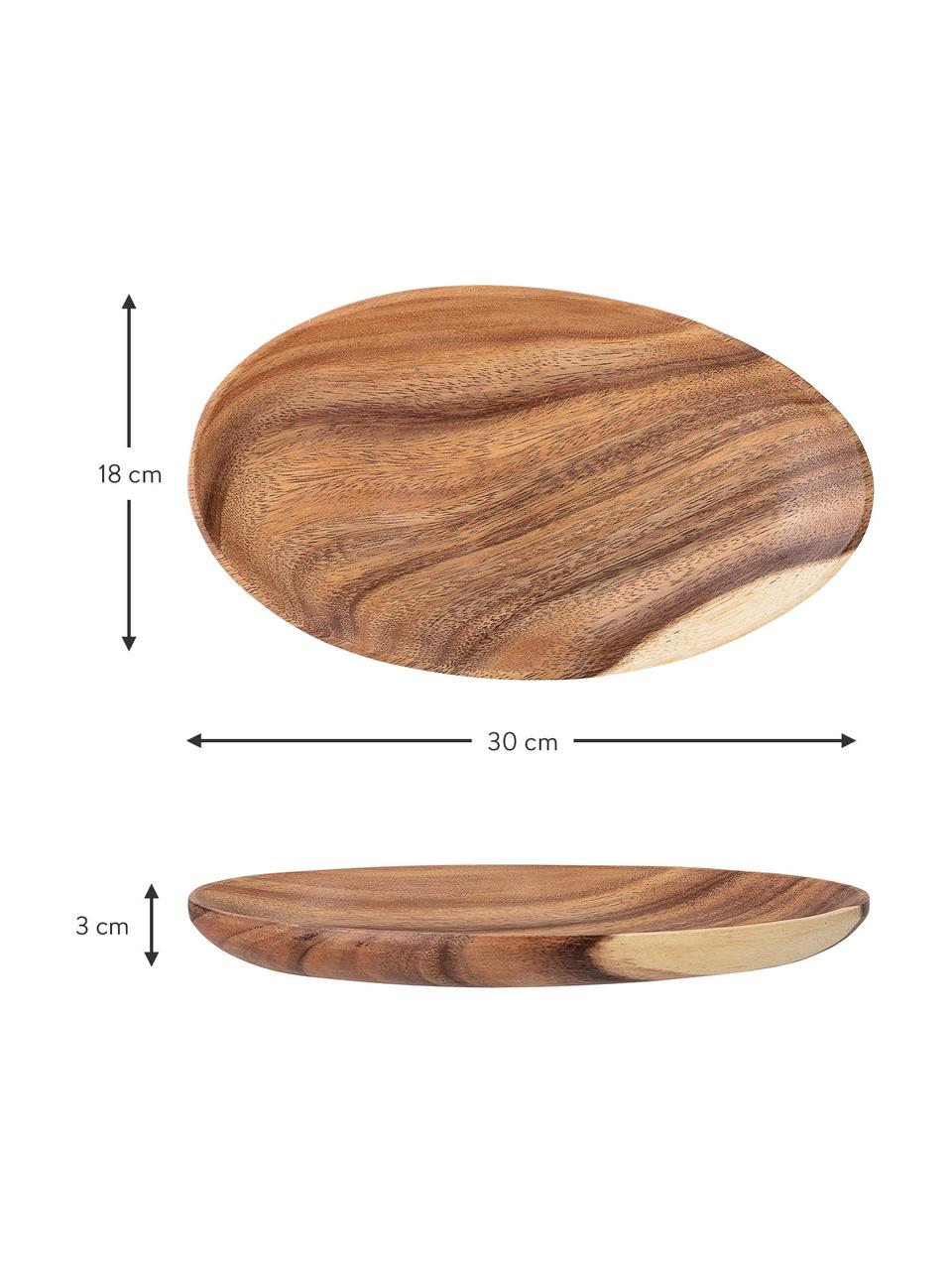 Asymmetrisch dienblad Lodig van acaciahout, Geolied acaciahout, Bruin, B 30 x D 18 cm