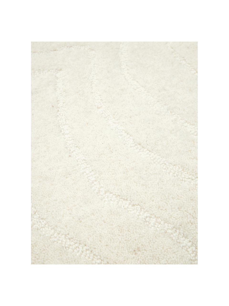Tapis de couloir en laine tuftée main Aaron, Blanc crème, larg. 80 x long. 300 cm