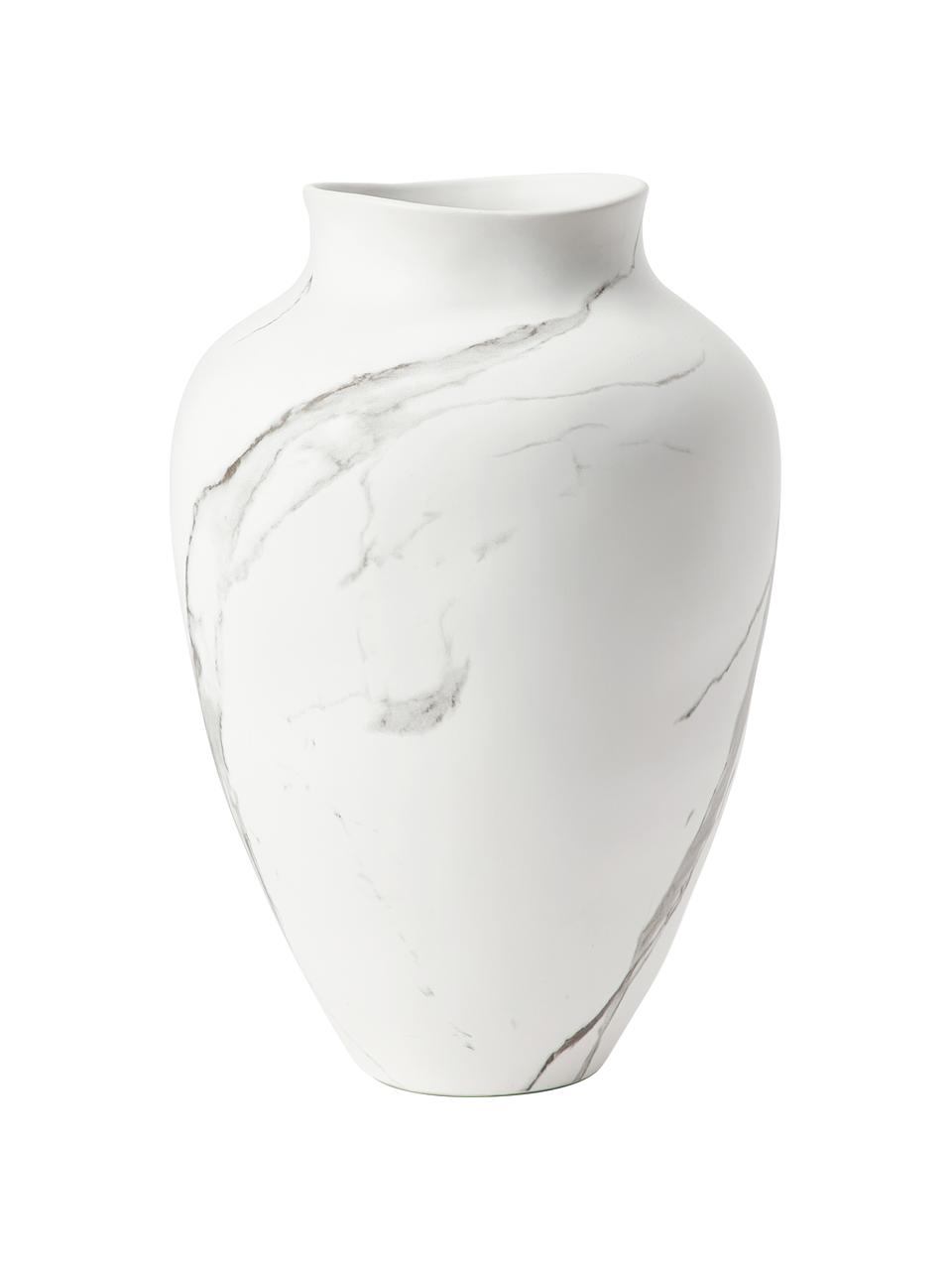 Velká ručně vyrobená váza z kameniny Latona, Kamenina, Bílá, šedá, Ø 21 cm, V 30 cm