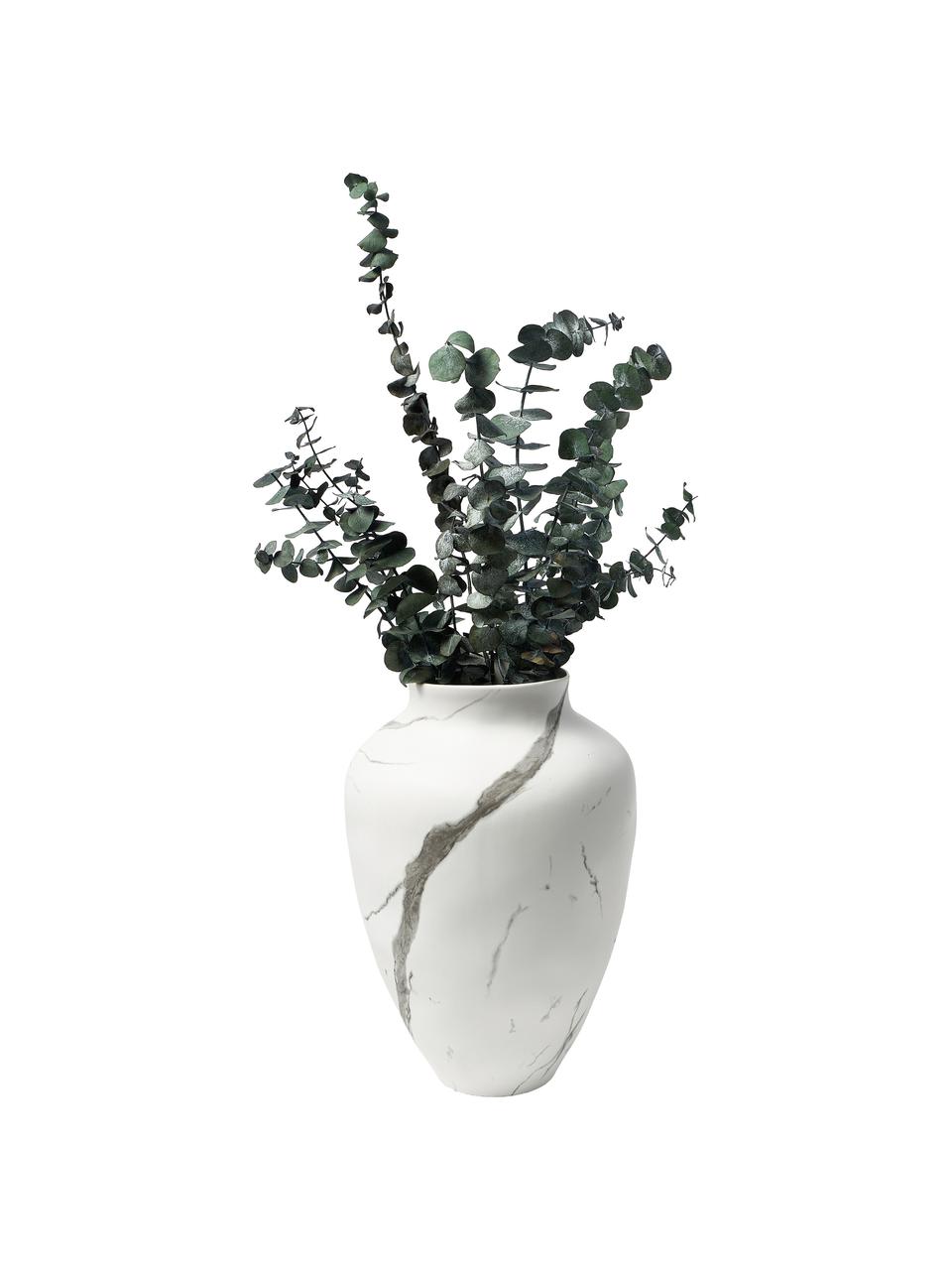 Velká ručně vyrobená mramorovaná váza Latona, Kamenina, Bílá, šedá, mramorovaná, matná, Ø 21 cm, V 30 cm