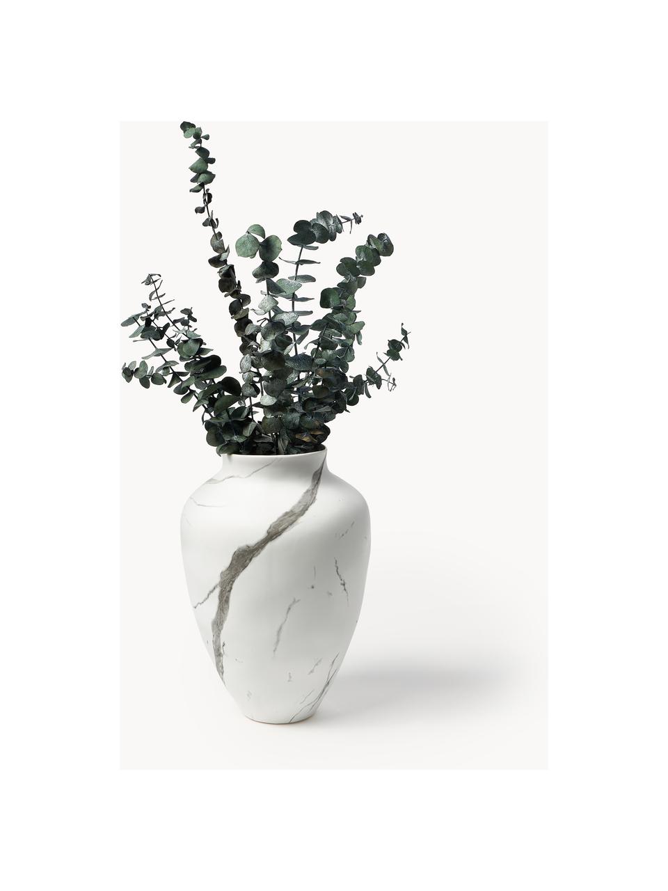 Ręcznie wykonany wazon z kamionki Latona, Kamionka, Biały, szary, marmurowy, Ø 27 x W 41 cm