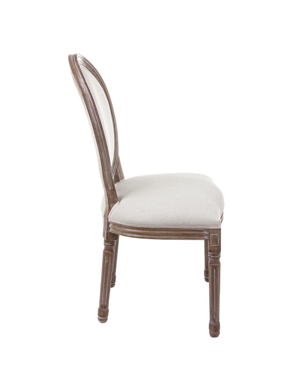 Krzesło tapicerowane Mathilde, 2 szt., Tapicerka: 64% bawełna, 36% len, Stelaż: drewno brzozowe, lakierow, Tapicerka: pianka, Jasny beżowy, drewno brzozowe, S 48 x G 46 cm