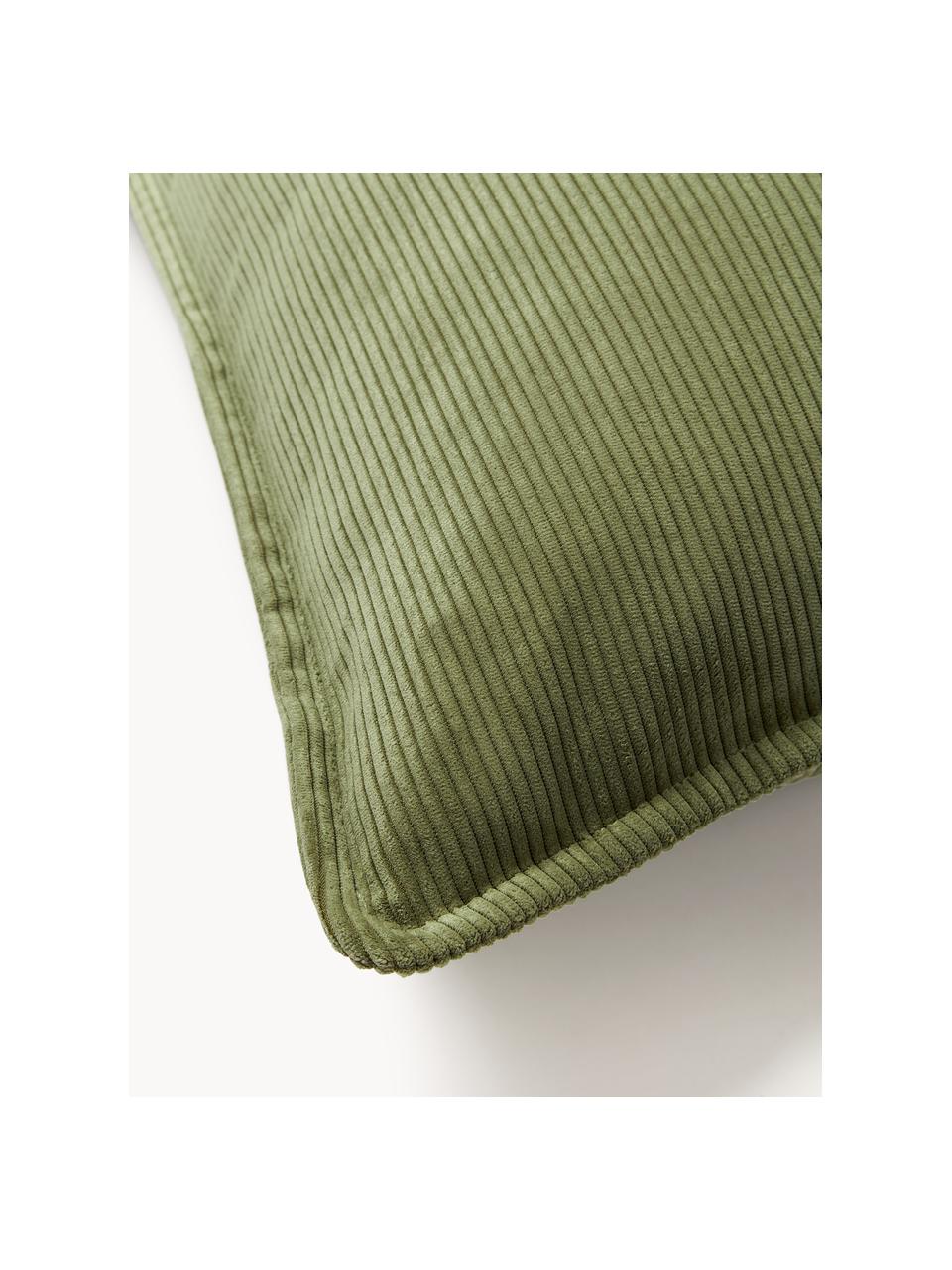 Manšestrový polštář na pohovku Lennon, Olivově zelená, Š 50 cm, D 80 cm