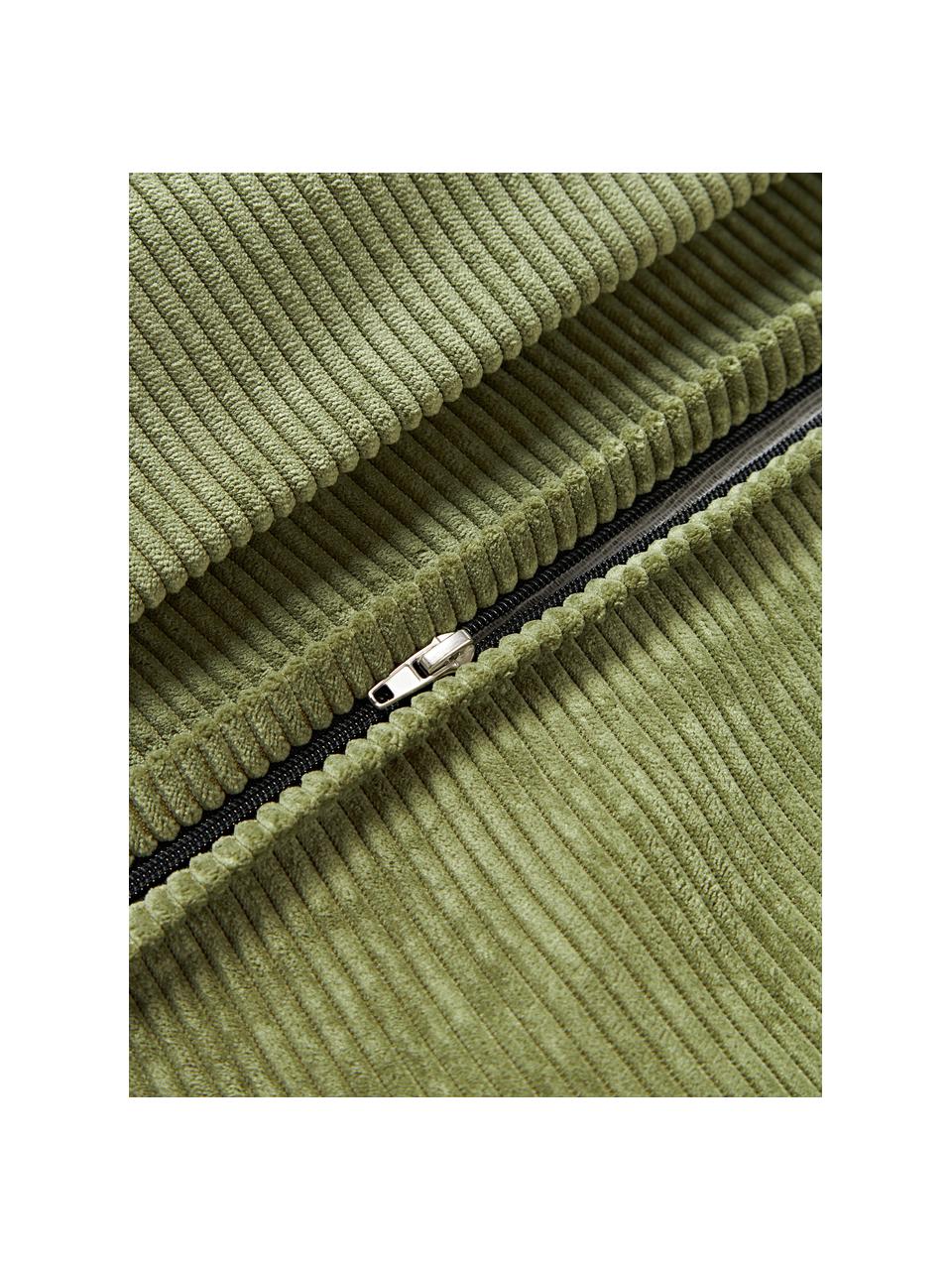 Poduszka ze sztruksu Lennon, Tapicerka: sztruks (92% poliester, 8, Oliwkowozielony sztruks, S 80 x D 50 cm