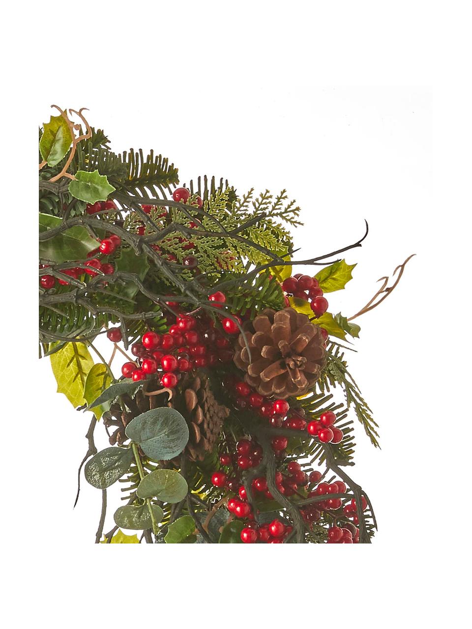 Couronne décorative Noël Addy, Plastique (PVC), Vert, rouge, Ø 50 x haut. 10 cm