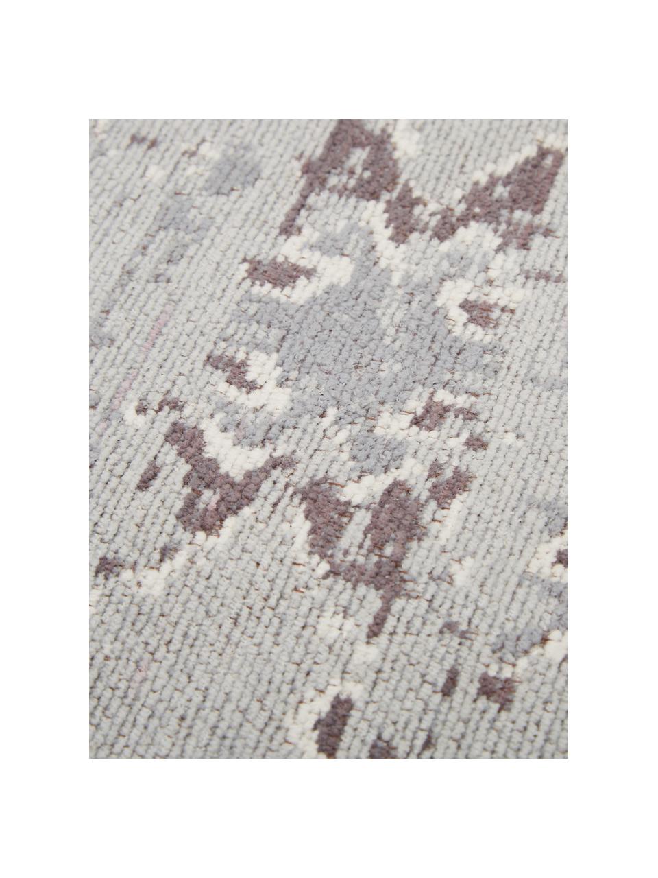 Vintage Chenilleteppich Rebel in Grau, Flor: 95% Baumwolle, 5% Polyest, Hellgrau, Creme, B 160 x L 230 cm (Größe M)