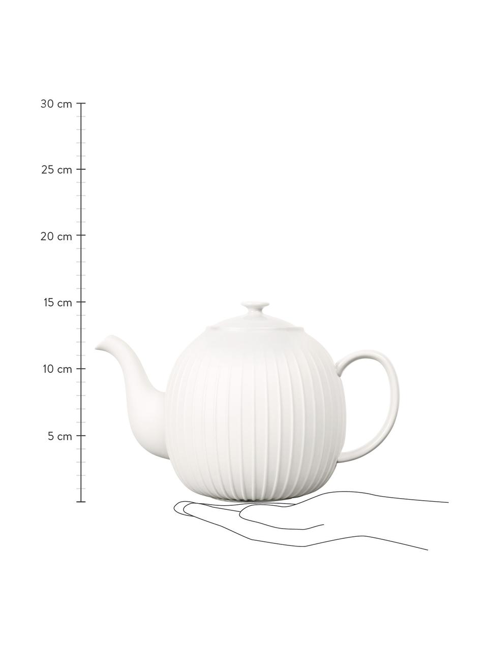 Porcelánová konvice na čaj Fleur, 1 l, Porcelán, Krémově bílá, 1 l