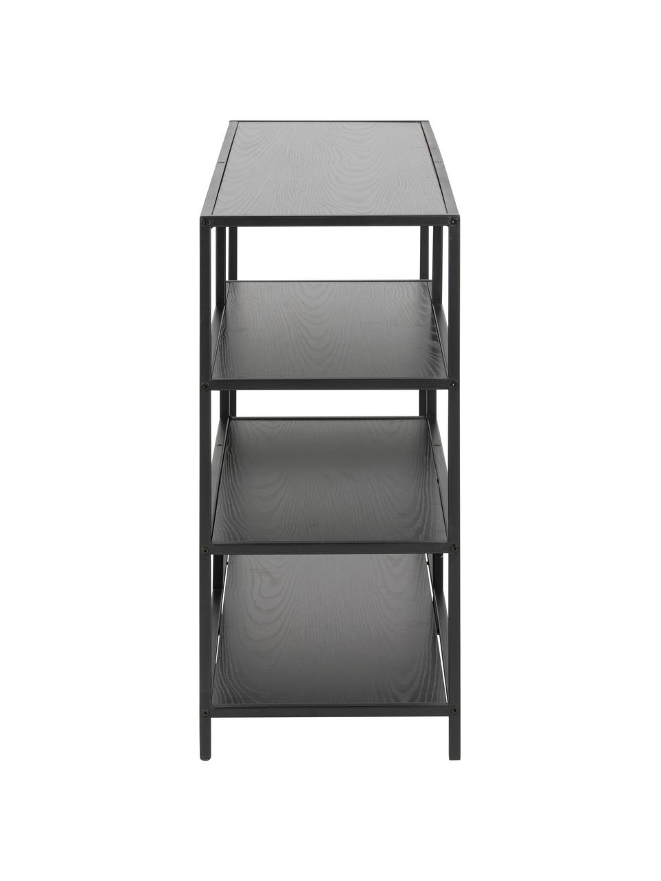 Estantería Seaford, Estantes: tablero de fibras de dens, Estructura: metal con pintura en polv, Negro, An 114 x Al 78 cm