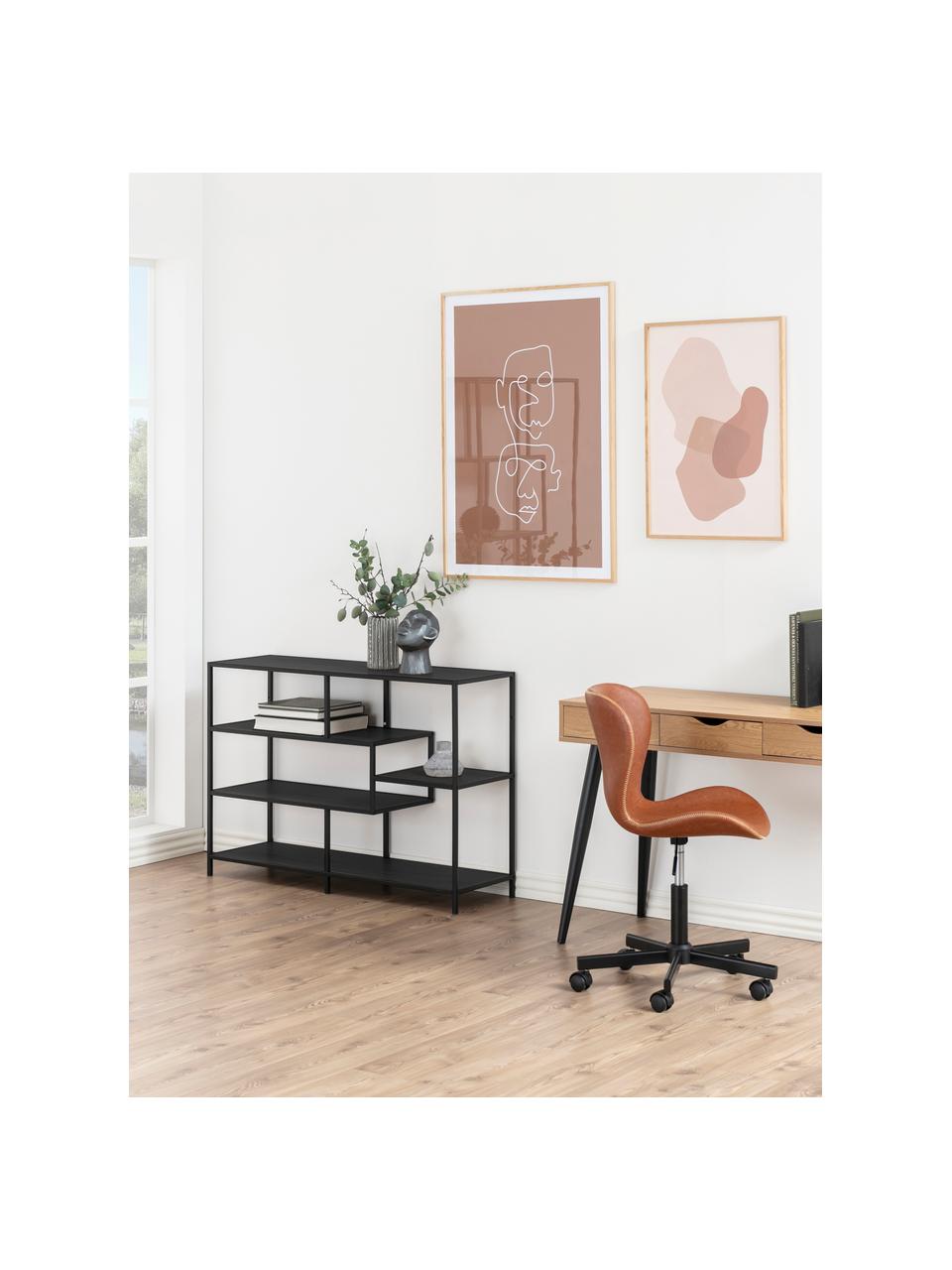 Regał z drewna i metalu Seaford, Stelaż: metal malowany proszkowo, Czarny, S 114 x W 78 cm