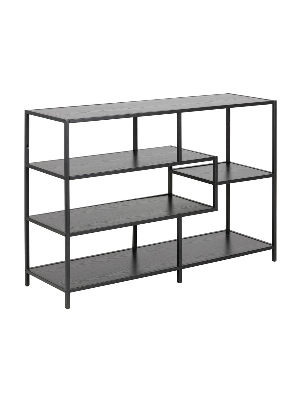 Regał z drewna i metalu Seaford, Stelaż: metal malowany proszkowo, Czarny, S 114 x W 78 cm