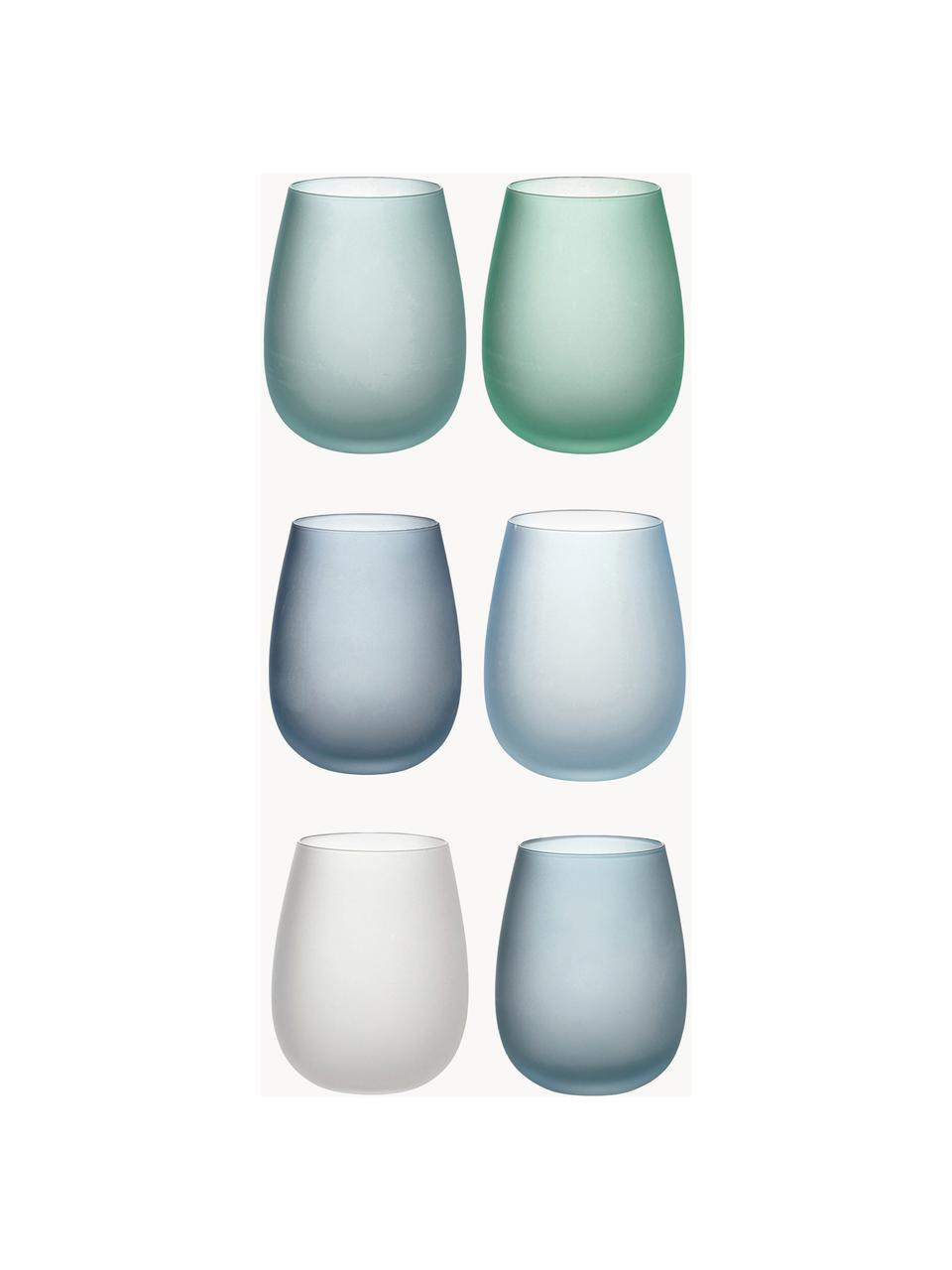 Vasos de colores Happy Hour, 6 uds., Vidrio, Tonos azules y verdes, Ø 7 x Al 11 cm, 500 ml