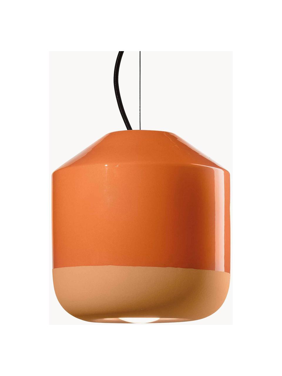 Lámpara de techo artesanal pequeña Bellota, Pantalla: cerámica, Anclaje: aluminio con pintura en p, Cable: cubierto en tela, Naranja, Ø 24 x Al 25 cm