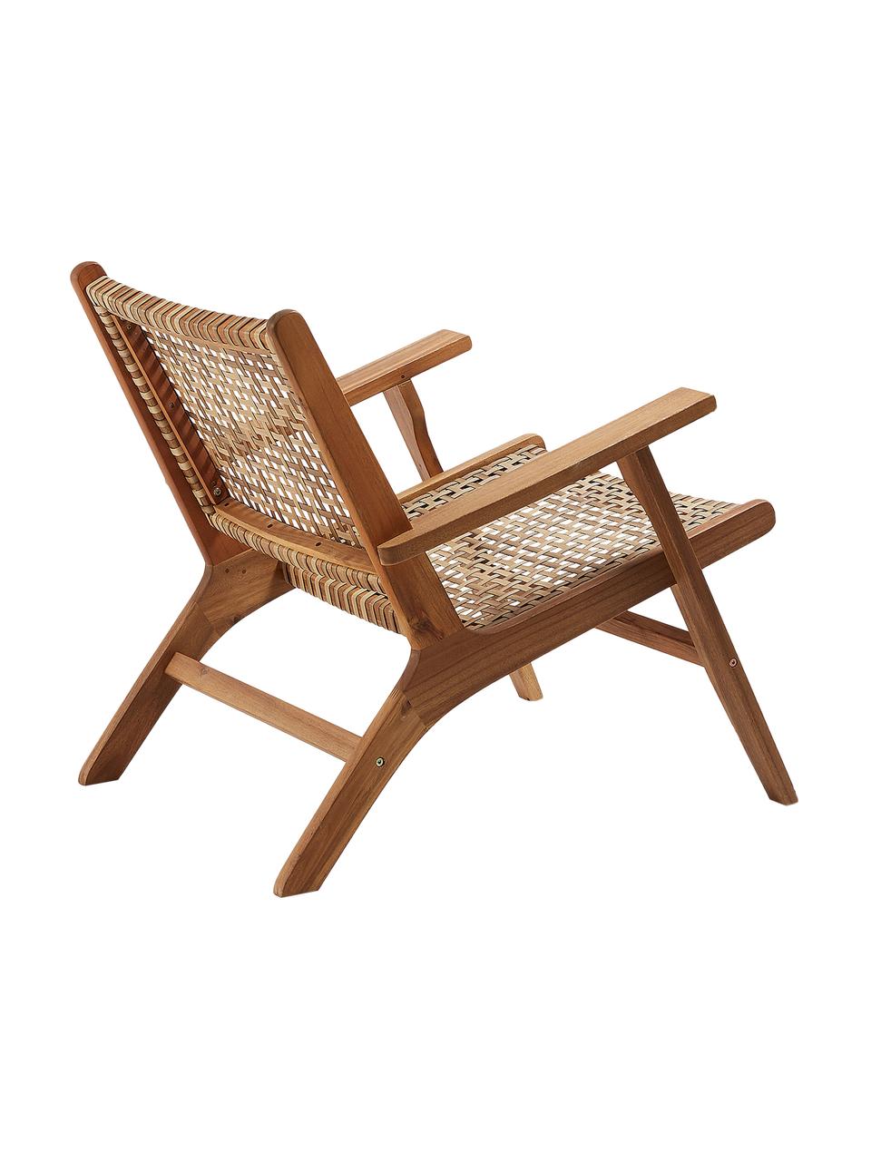 Fotel wypoczynkowy z plecionką z rattanu Noon, Drewno akacjowe, S 68 x G 80 cm