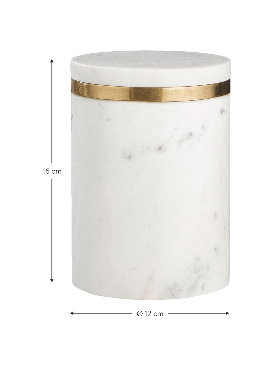 Boîte de rangement en marbre Maniu, Marbre, Blanc, Ø 12 x haut. 16 cm