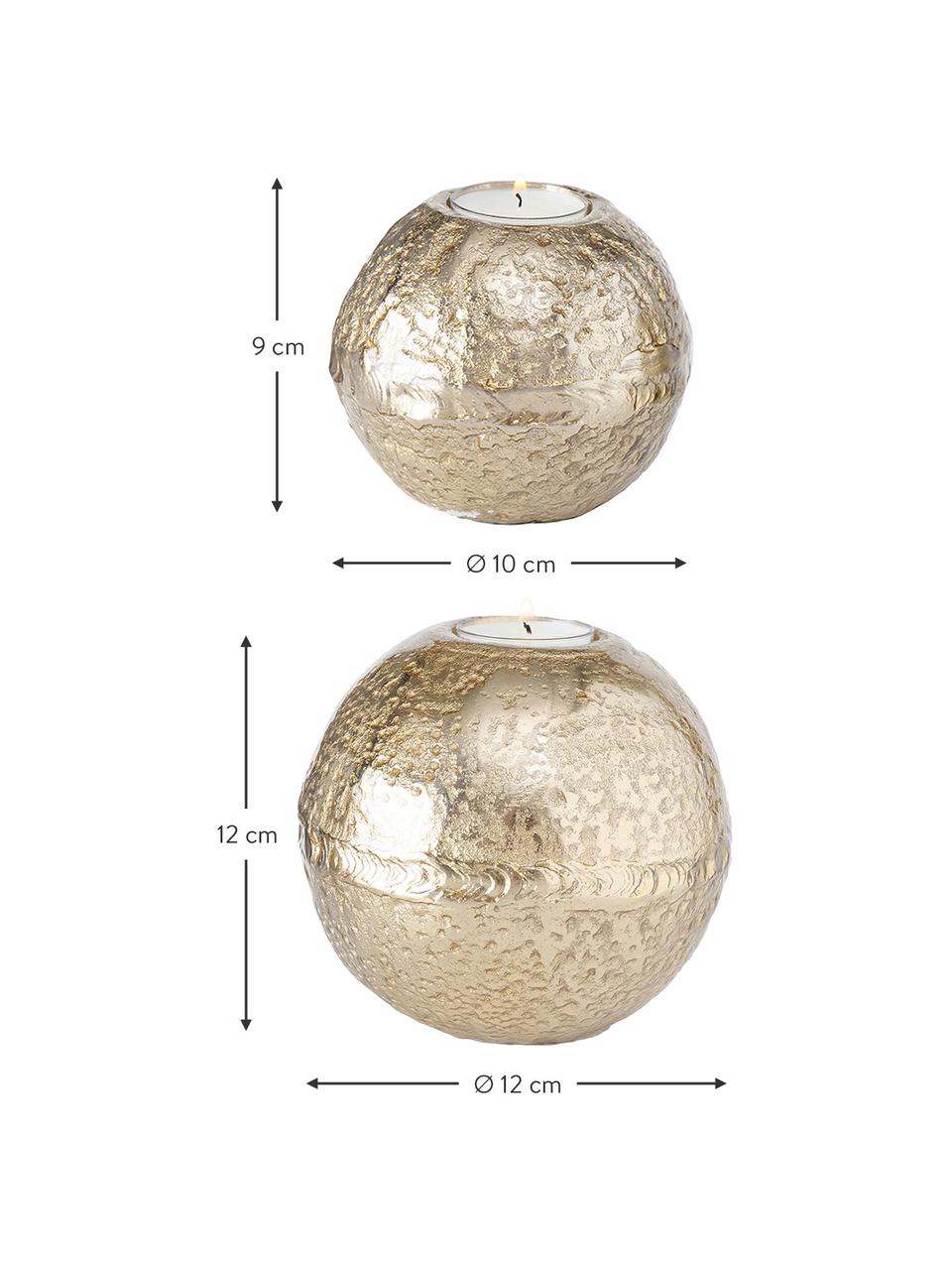 Teelichthalter-Set Fusine, 2 tlg., Aluminium, beschichtet, Goldfarben, Set mit verschiedenen Grössen