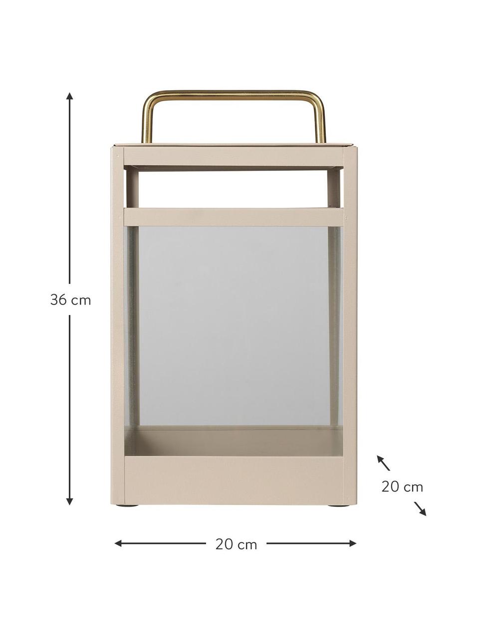 Lanterna Pure Nordic, Struttura: metallo rivestito, Manico: metallo, Beige, Larg. 20 x Alt. 36 cm