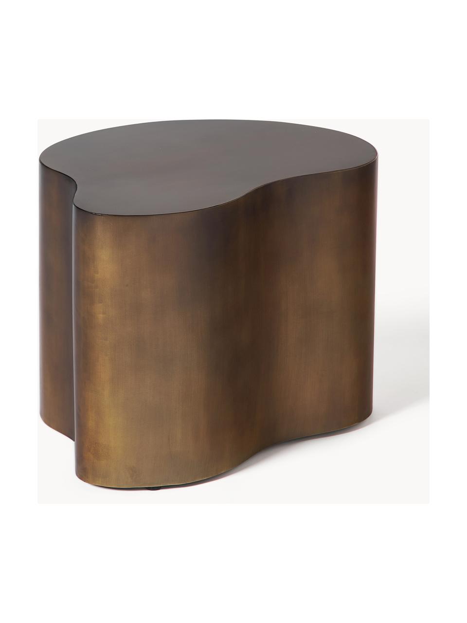 Tavolino in metallo dalla forma organica Dale, Metallo, Ottonato con finitura antica, Larg. 40 x Alt. 50 cm