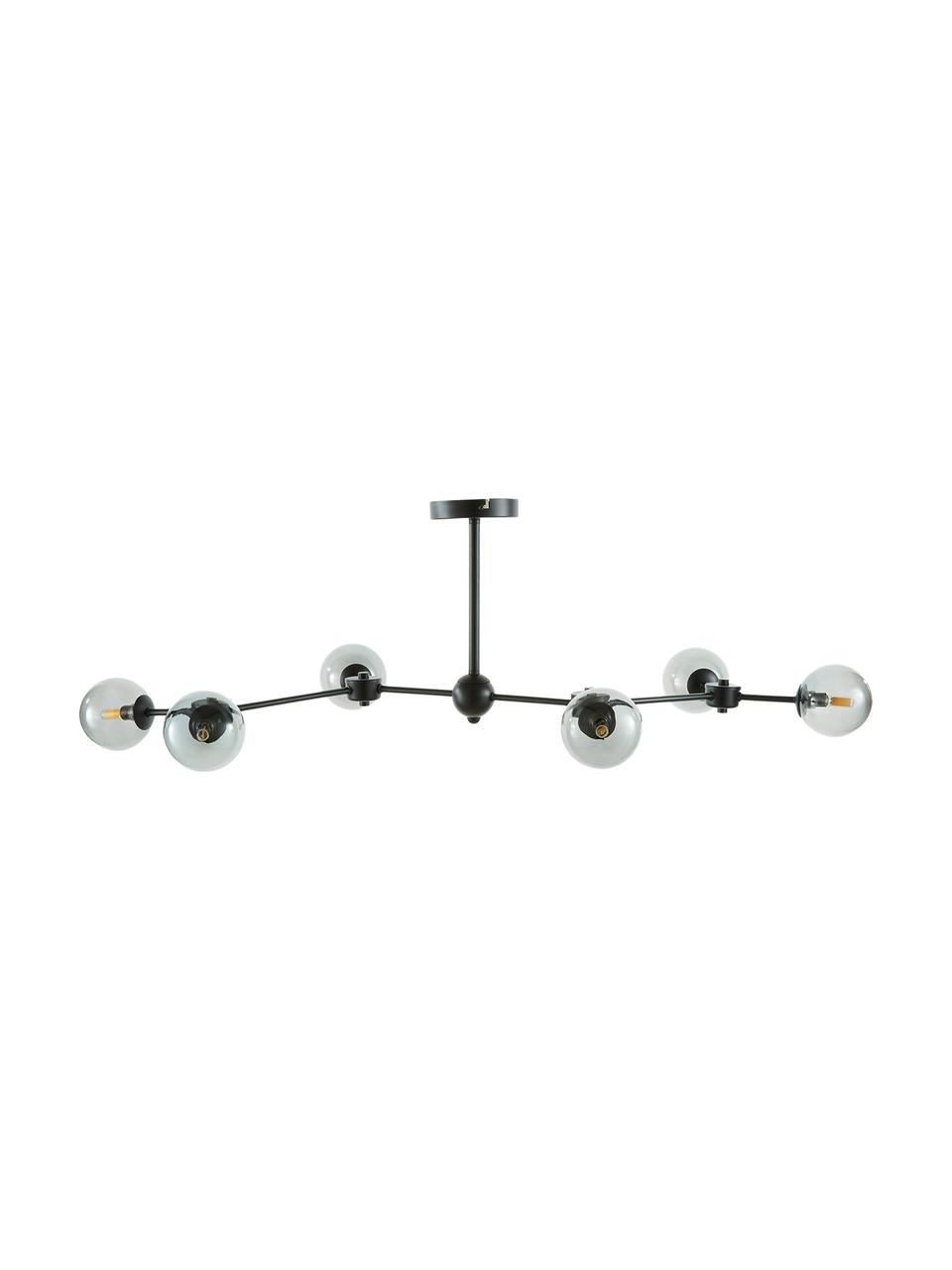 Grote plafondlamp Aurelia, Baldakijn: gepoedercoat metaal, Grijs, zwart, B 110 x H 32 cm