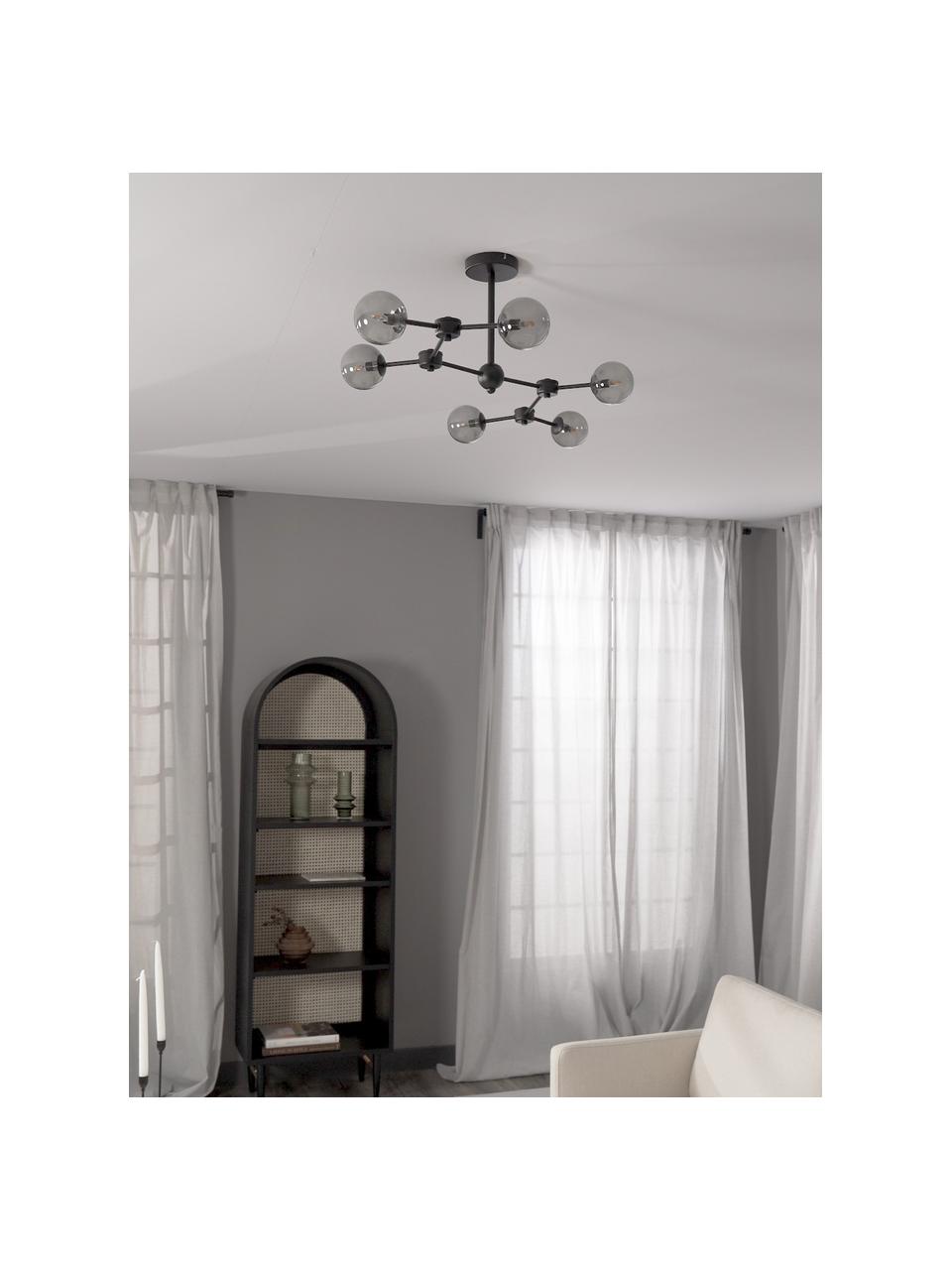 Grote plafondlamp Aurelia, Baldakijn: gepoedercoat metaal, Grijs, zwart, B 110 x H 32 cm