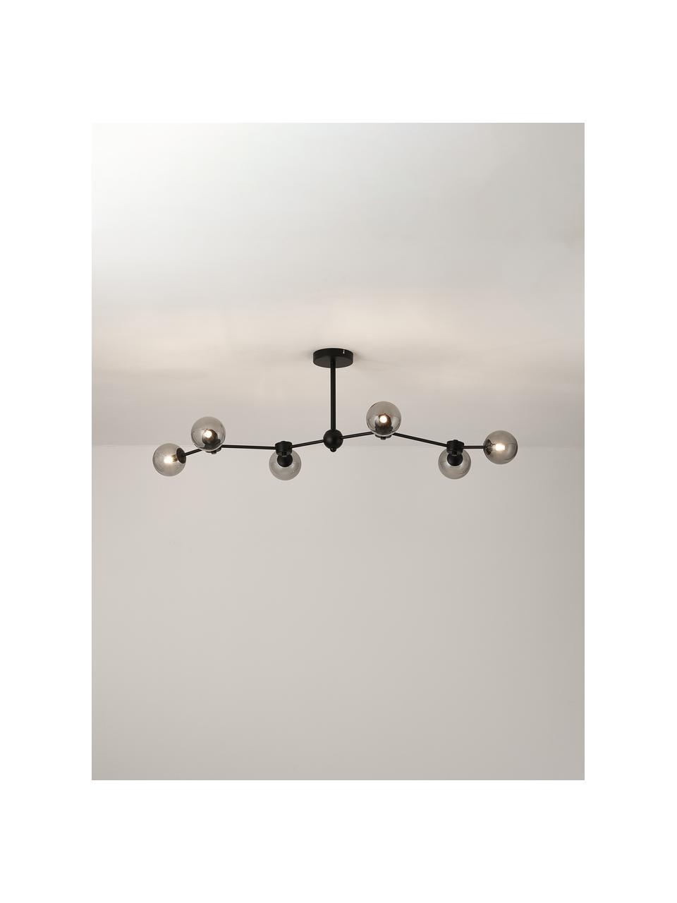 Grote plafondlamp Aurelia, Grijs, transparant, zwart, B 110 x H 32 cm