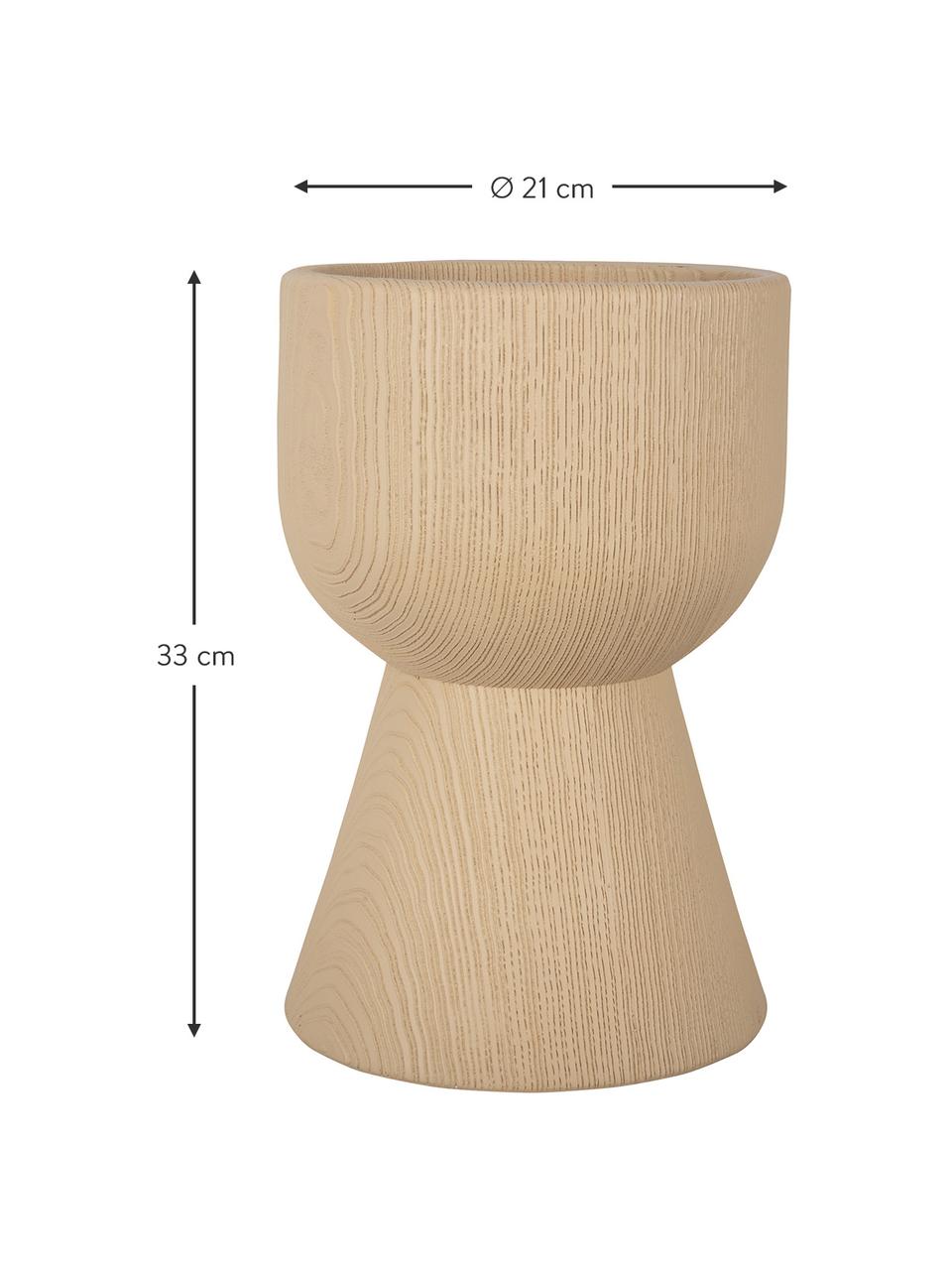 Macetero grande en look madera Tam Tam, Plástico, Arena, Ø 21 x Al 33 cm