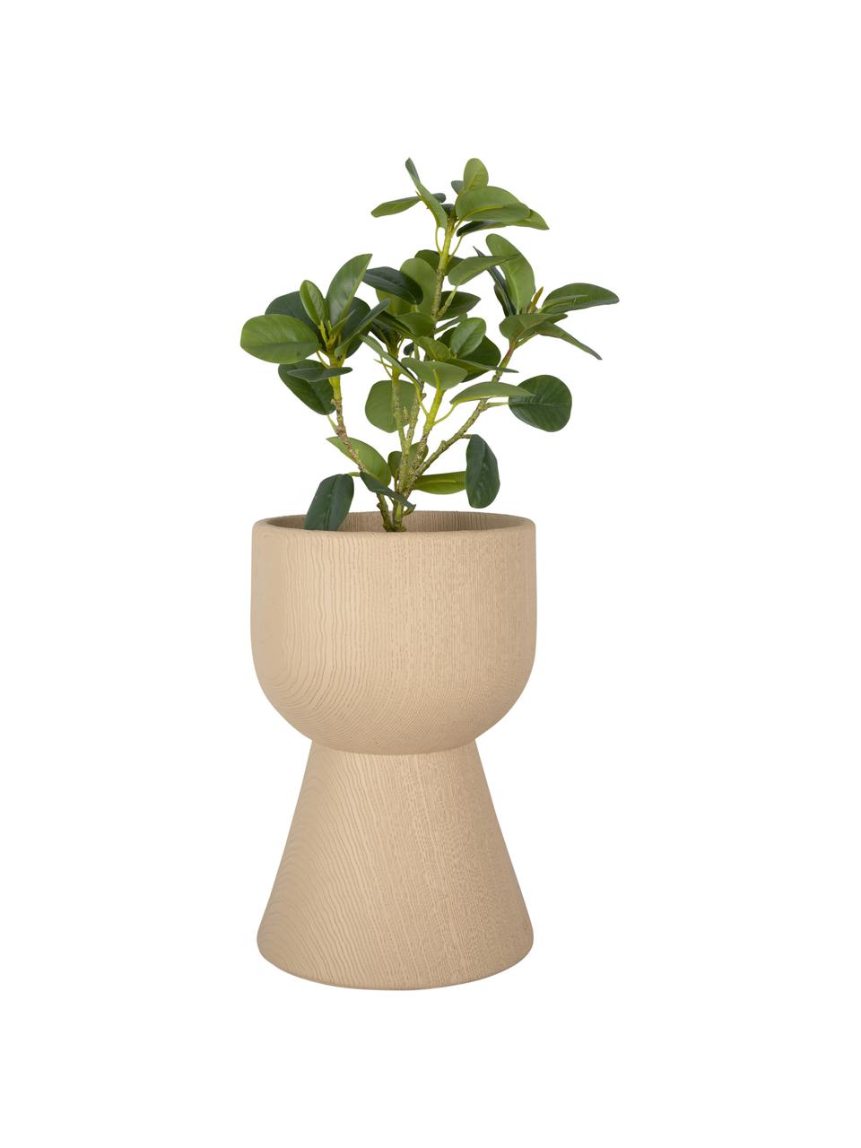 Grand cache-pot aspect bois Tam Tam, Plastique, Couleur sable, Ø 21 x haut. 33 cm