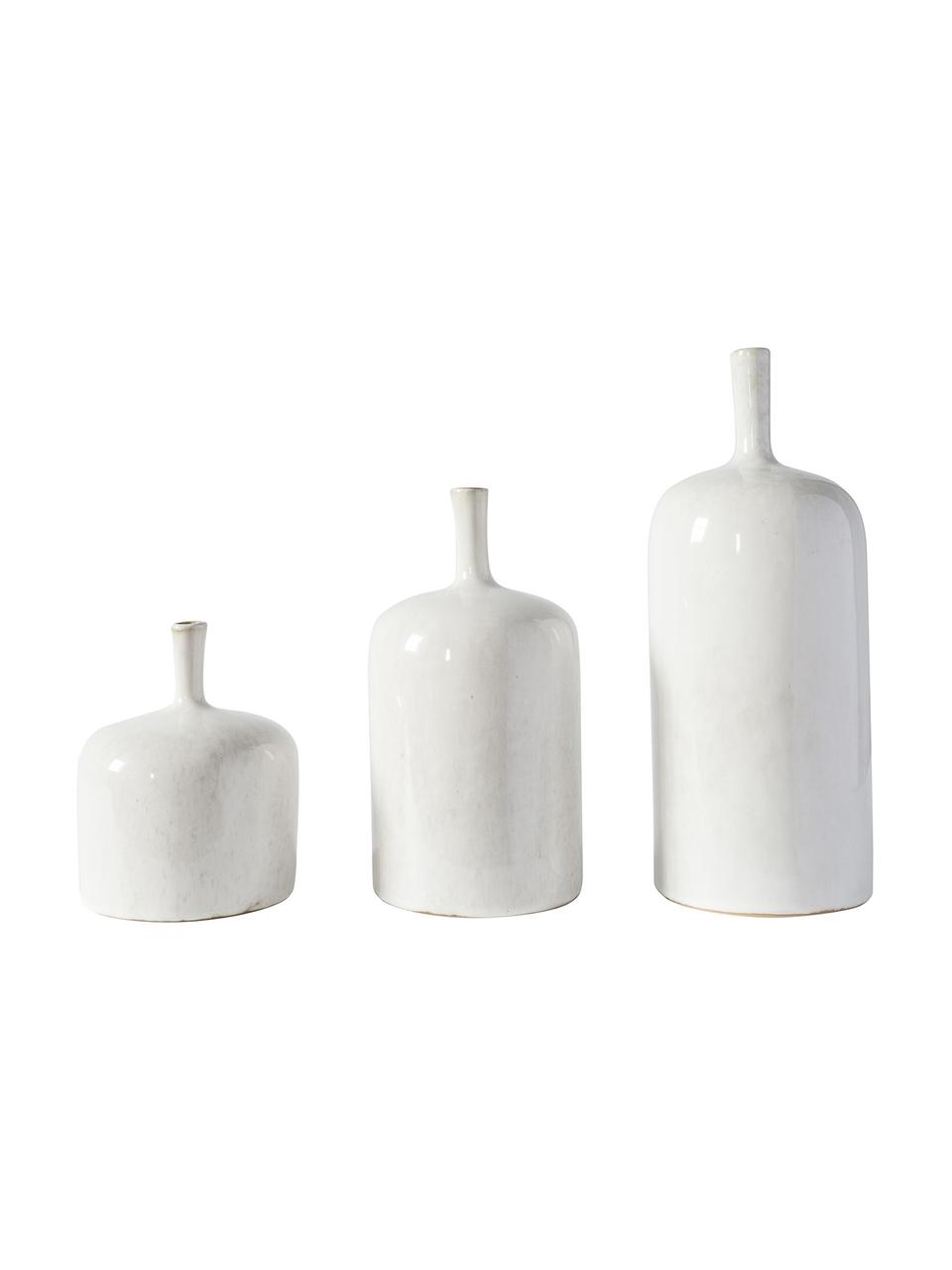 Vases bouteilles Vormark, 3 élém., Céramique, Blanc, Lot de différentes tailles