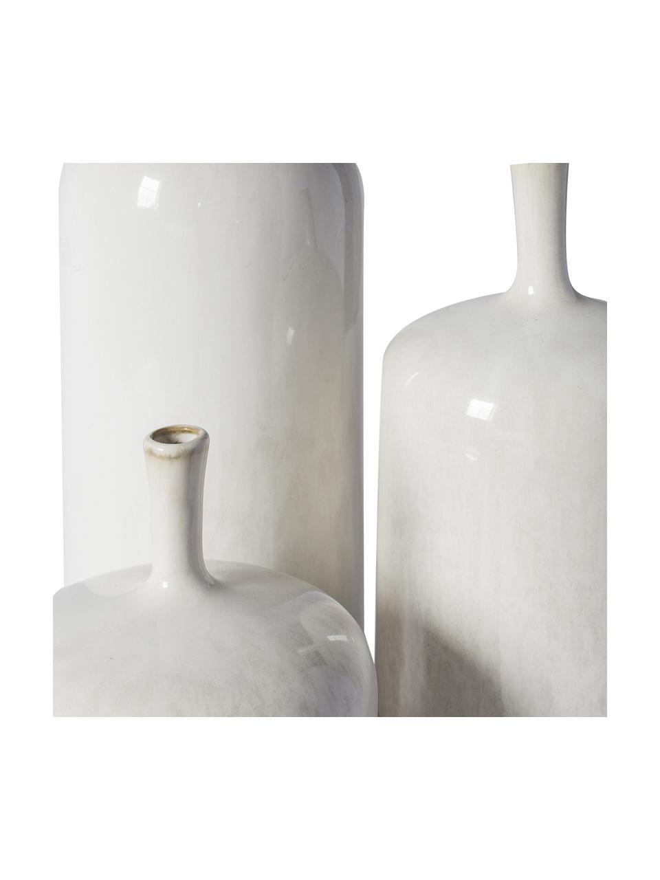 Flaschenvasen Vormark, 3er-Set, Keramik, Weiß, Set mit verschiedenen Größen