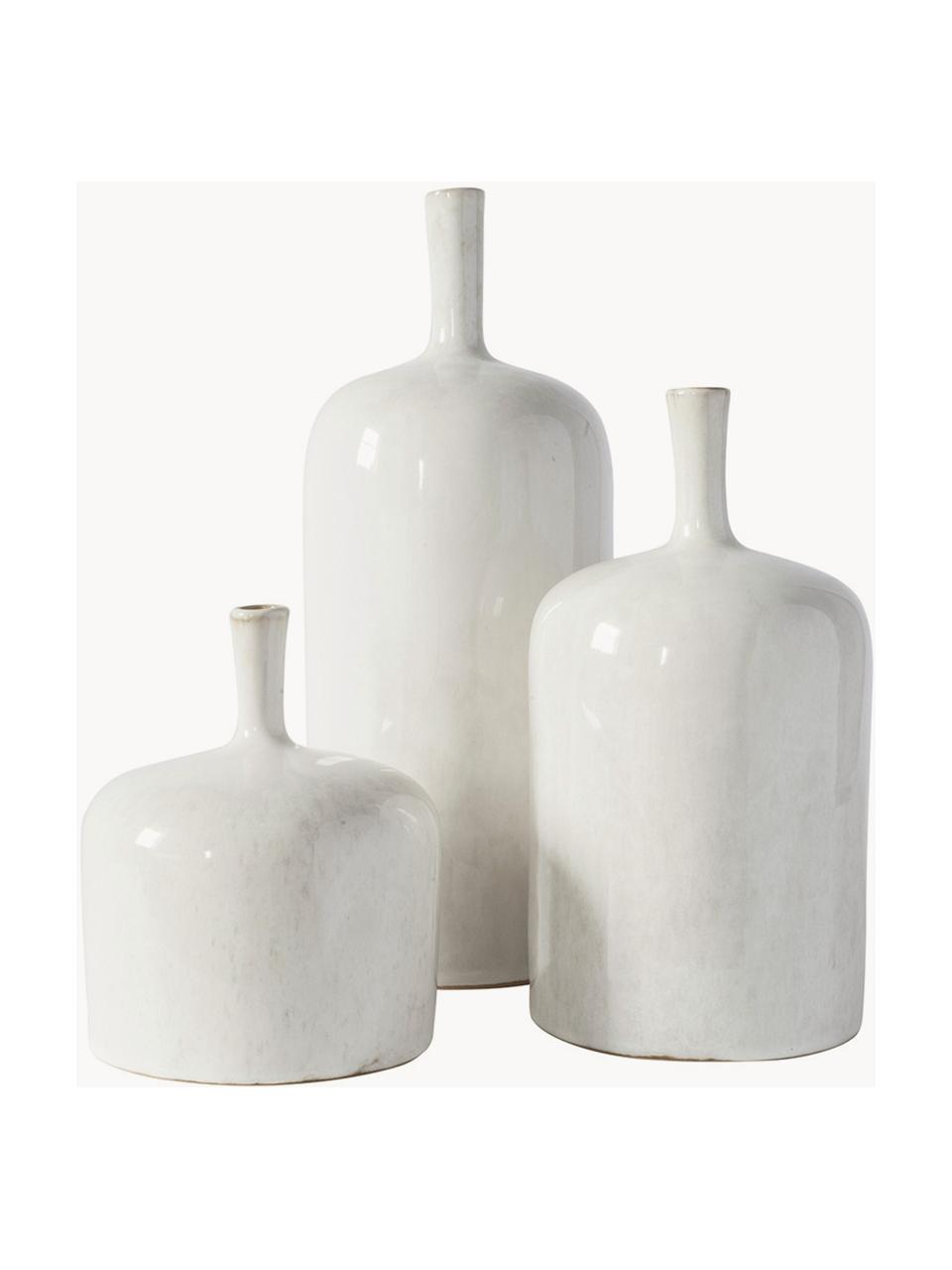 Flaschenvasen Vormark, 3er-Set, Keramik, Weiss, Set mit verschiedenen Grössen