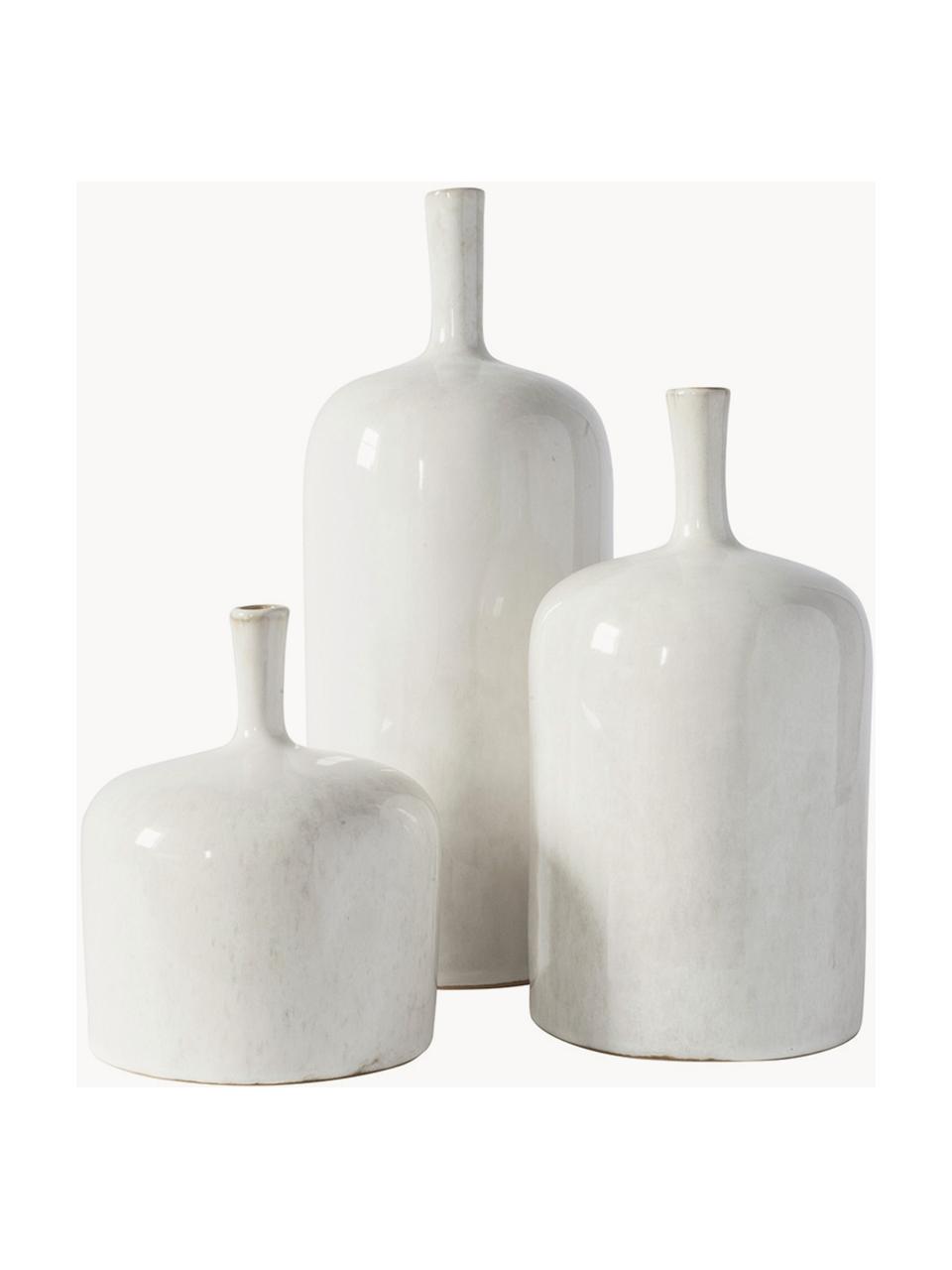 Set 3 vasi bottiglia Vormark, Ceramica, Bianco, Set in varie misure