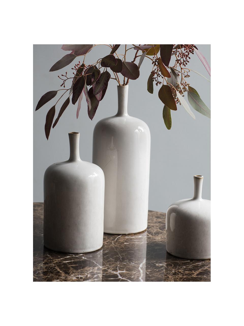 Vases bouteilles Vormark, 3 élém., Céramique, Blanc, Lot de différentes tailles