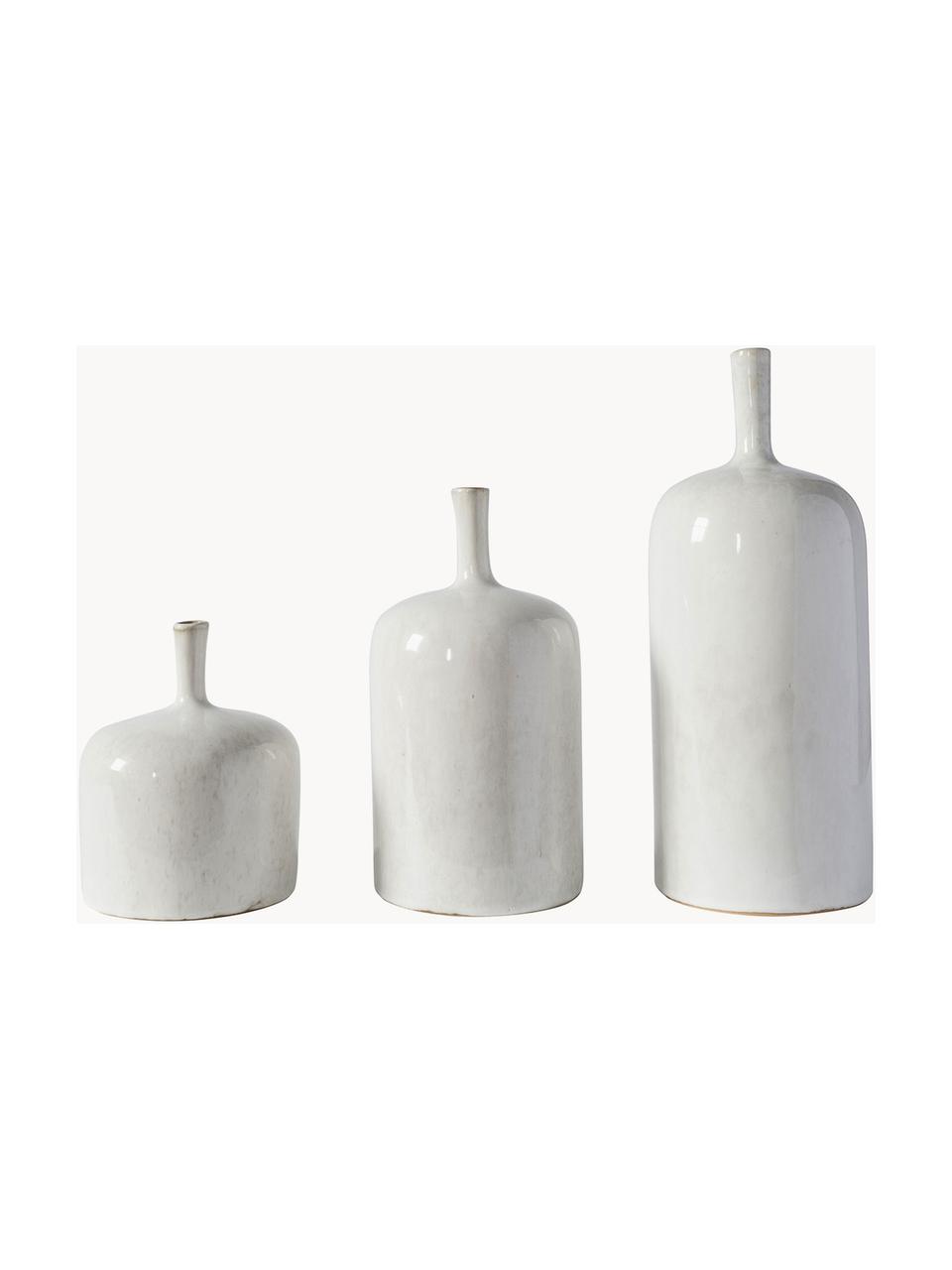 Vases bouteilles Vormark, 3 élém., Céramique, Blanc, Lot de différentes tailles