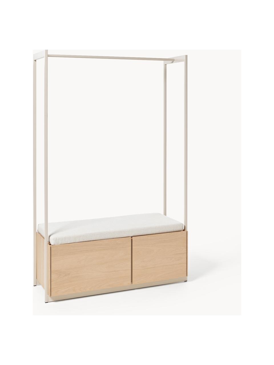 Holz-Garderobe Larsen, Korpus: Mitteldichte Holzfaserpla, Bezug: 100 % Polyester Der strap, Beige, helles Eichenholz, B 116 x H 180 cm