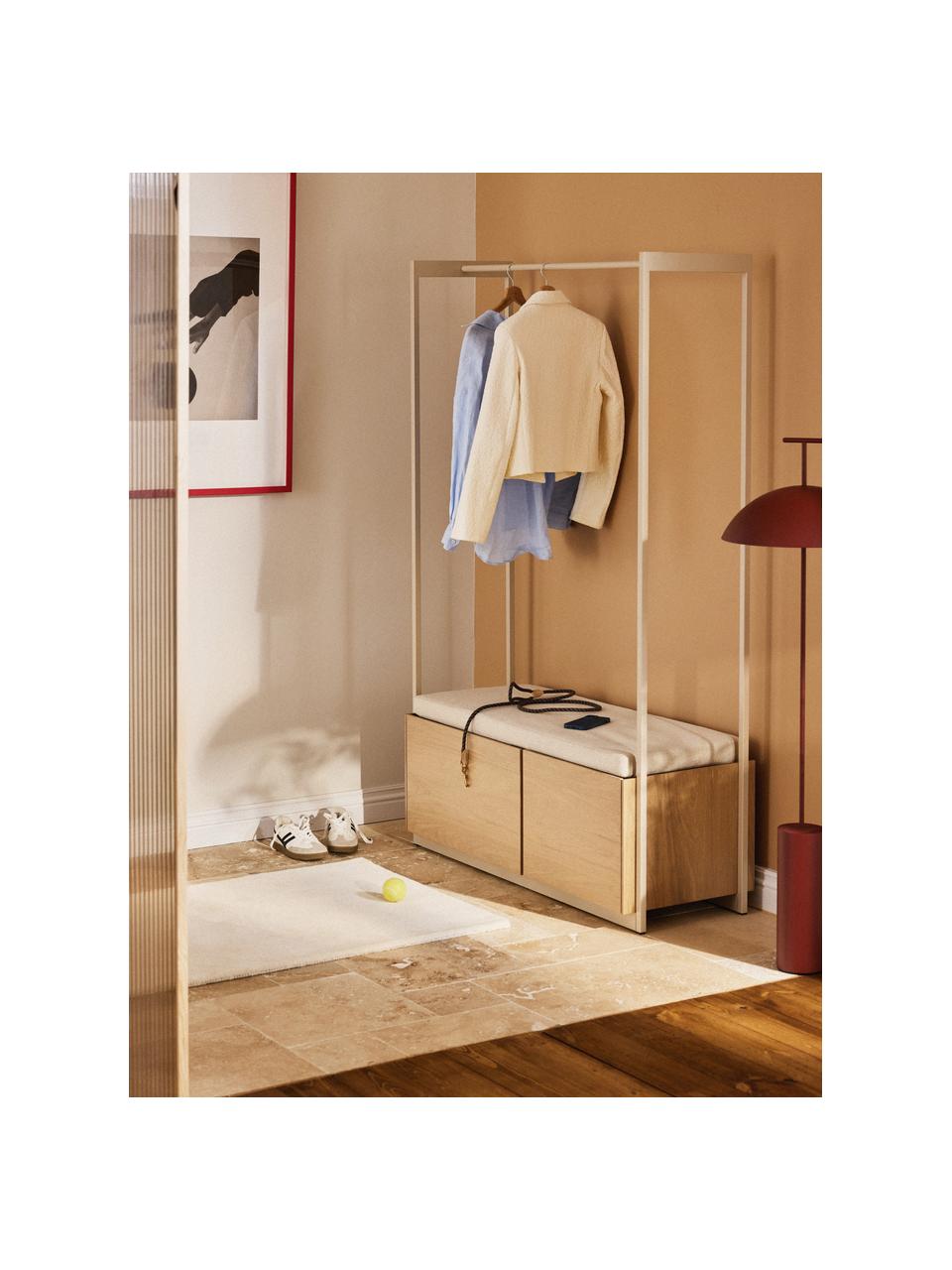 Holz-Garderobe Larsen, Korpus: Mitteldichte Holzfaserpla, Bezug: 100 % Polyester Der strap, Beige, helles Eichenholz, B 116 x H 180 cm