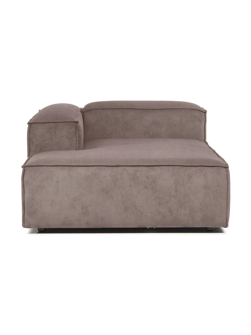 Modulo angolare in velluto a coste Lennon, Rivestimento: velluto a coste (92% poli, Struttura: legno massiccio compensat, Piedini: plastica, Velluto a coste marrone, Larg. 119 x Prof. 180 cm, chaise-longue a sinistra